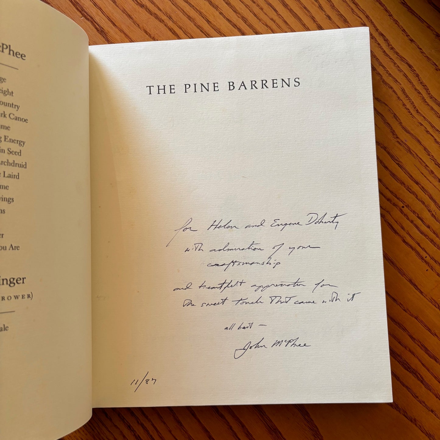 John McPhee, Bill Curtsinger - The Pine Barrens - Signed