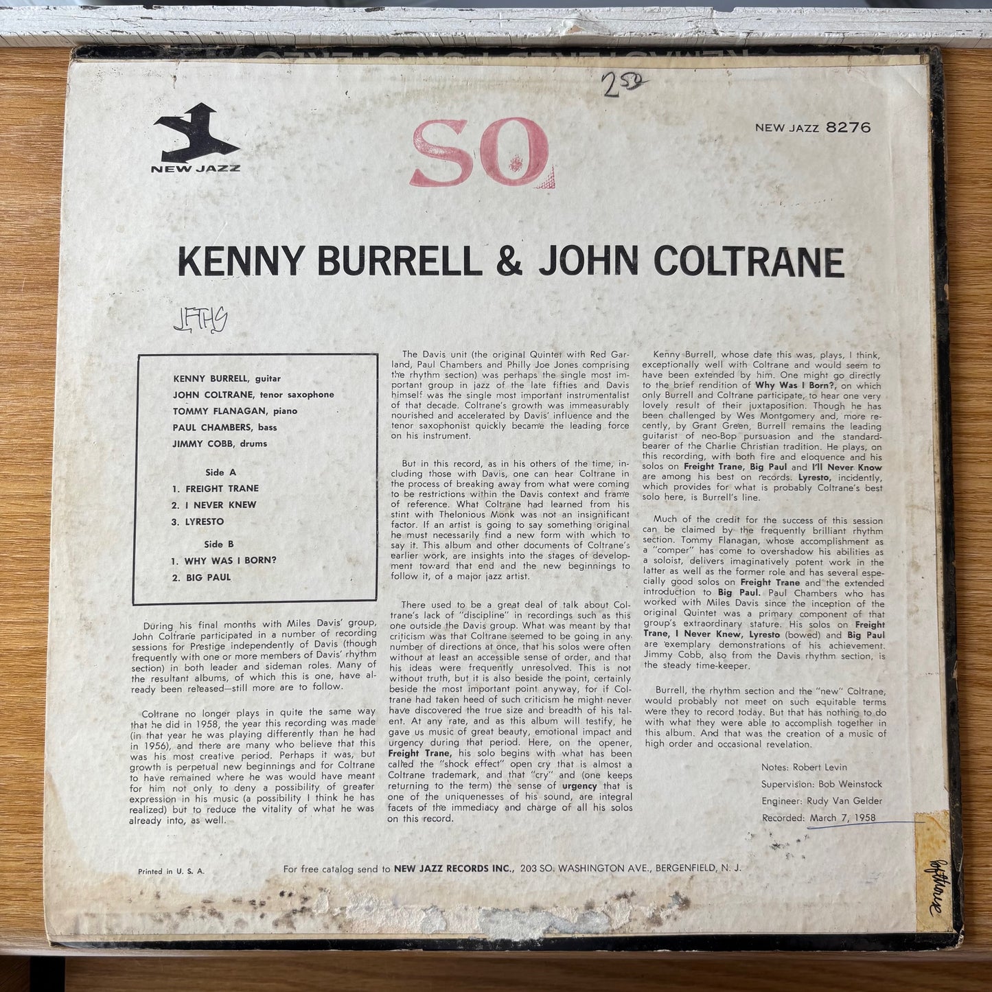 Kenny Burrell & John Coltrane (New Jazz, 1963) - Original Mono Pressing