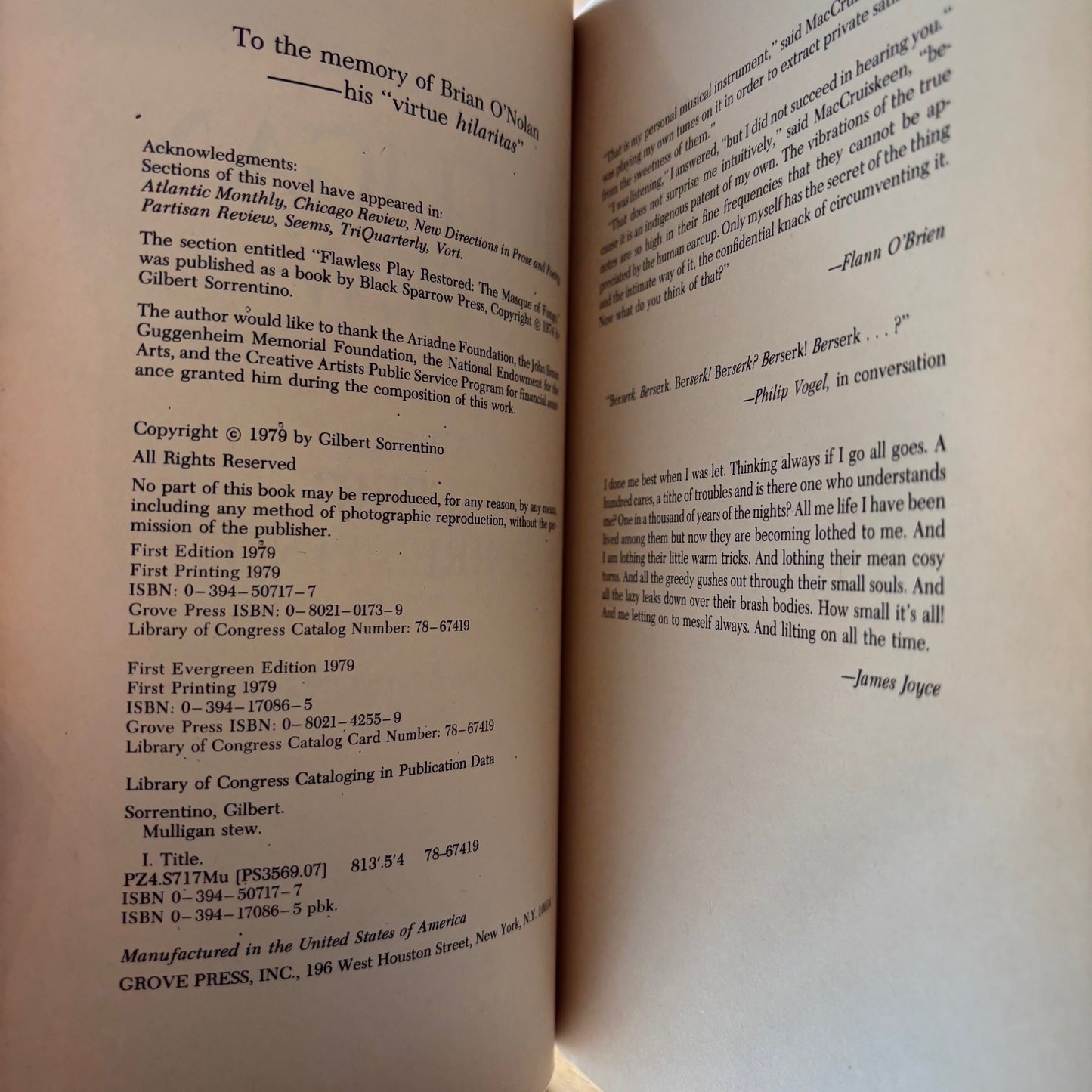 Gilbert Sorrentino - Mulligan Stew - First Edition Paperback