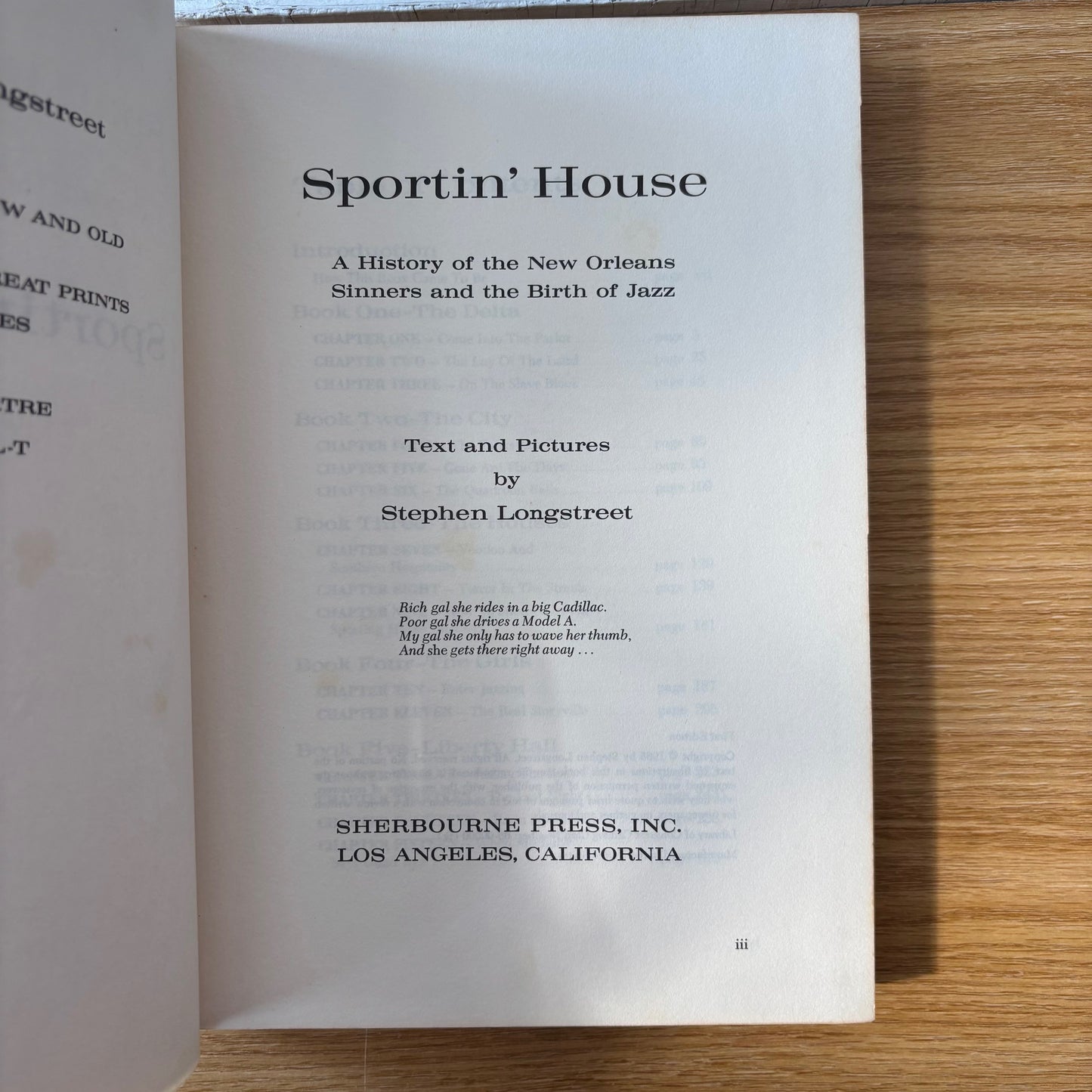 Stephen Longstreet - Sportin' House: A History of the New Orleans Sinners and the Birth of Jazz - First Edition