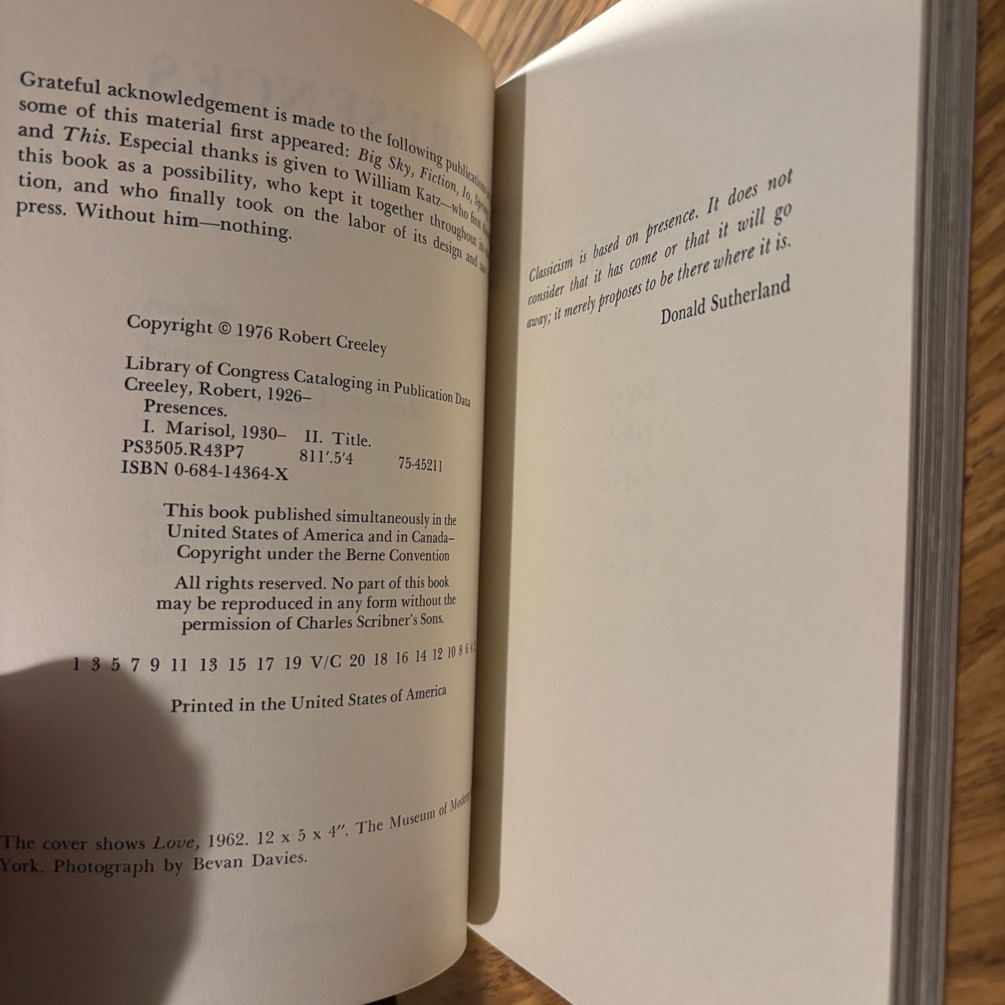 Robert Creeley, Marisol - Presences - First Edition Paperback