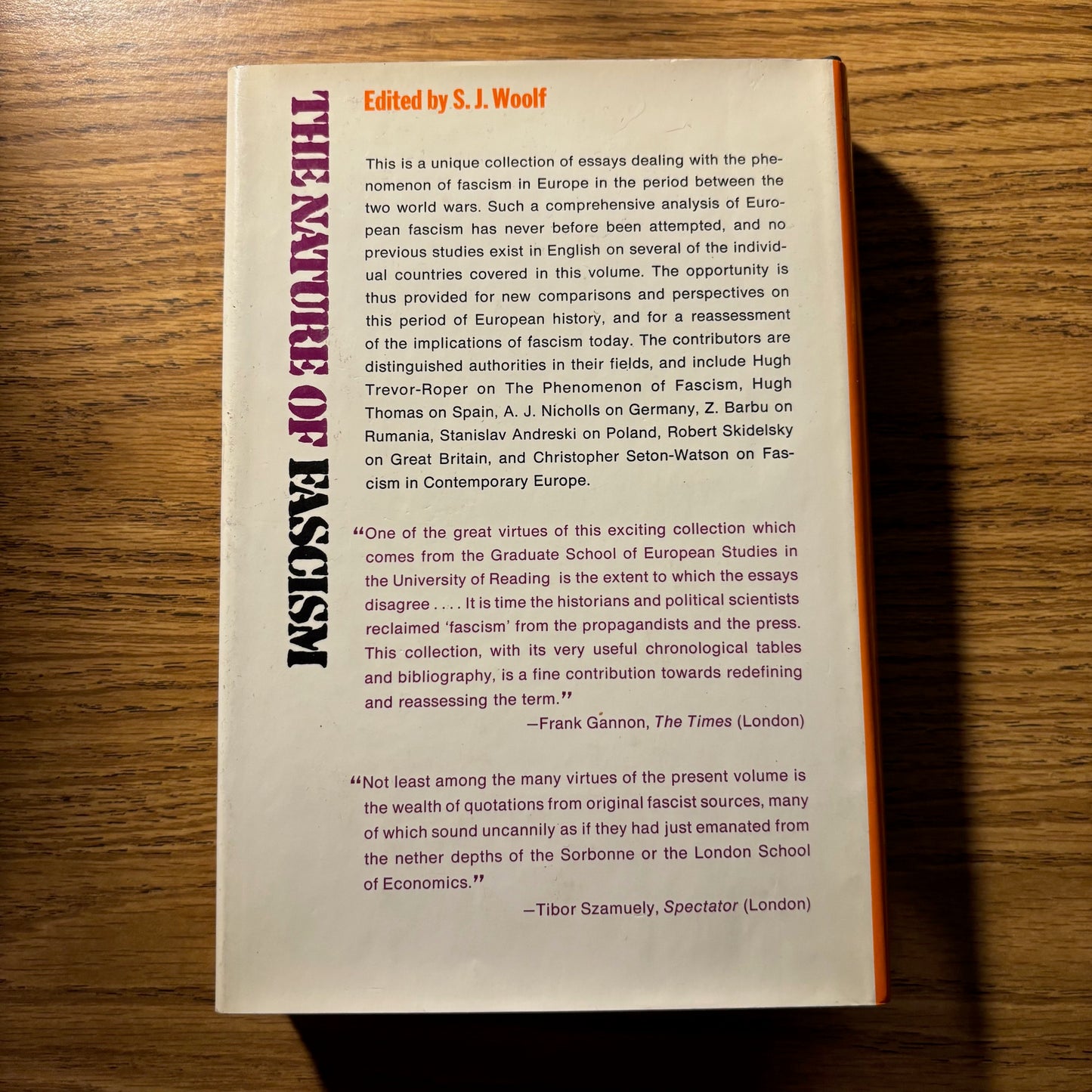 S.J. Woolf, ed. - The Nature of Fascism - First Edition
