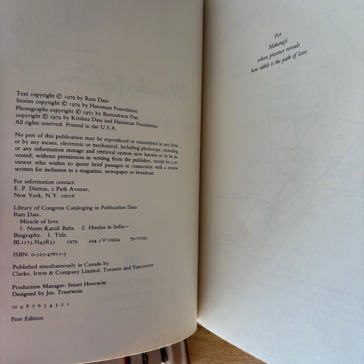Ram Dass - Miracle of Love: Stories About Neem Karoli Baba - First Edition