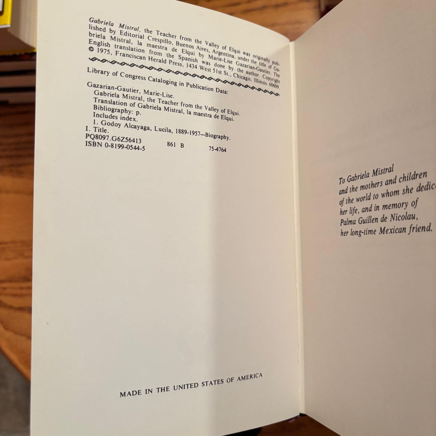 Marie-Lise Gazarian-Gautier - Gabriela Mistral - Signed First Edition