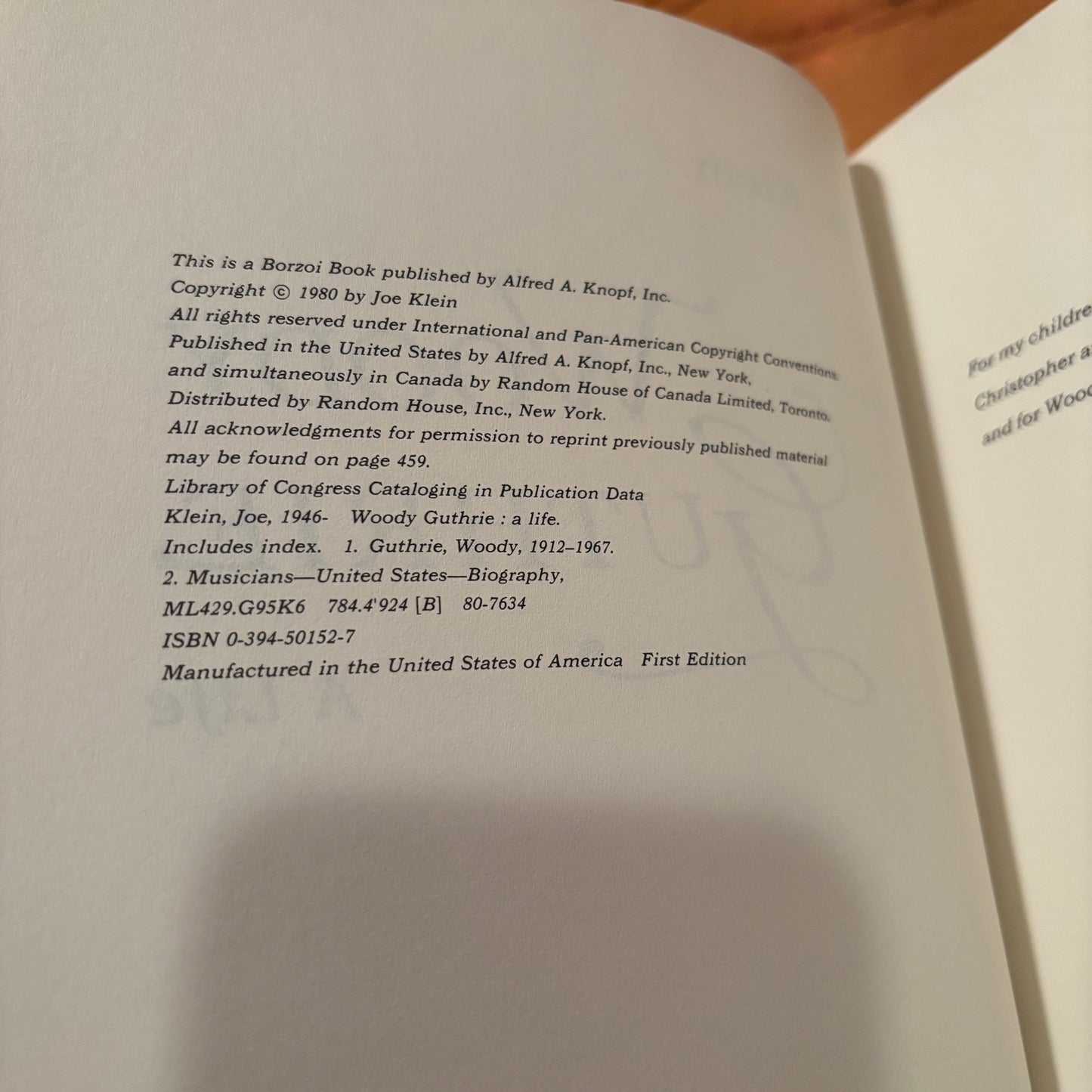 Joe Klein - Woody Guthrie: A Life - Signed First Edition