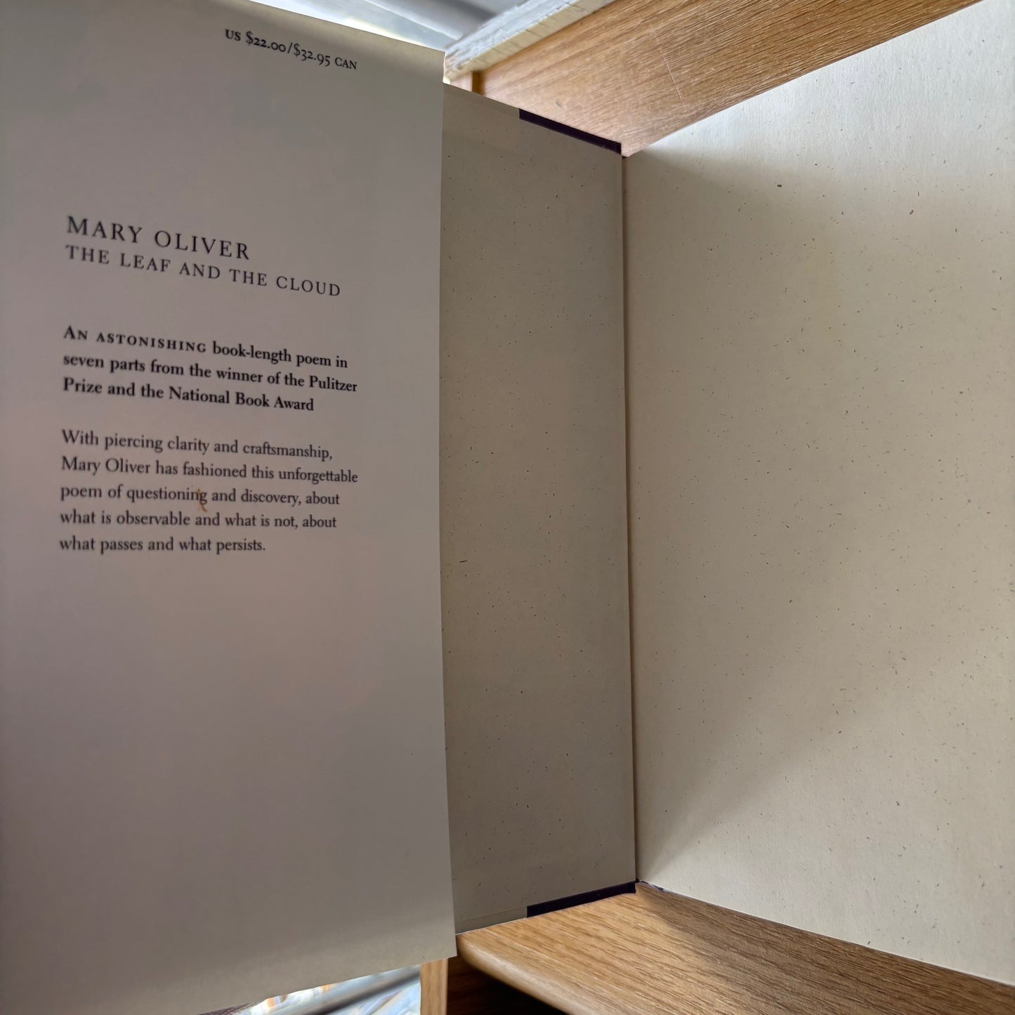 Mary Oliver - The Leaf and the Cloud - First Edition