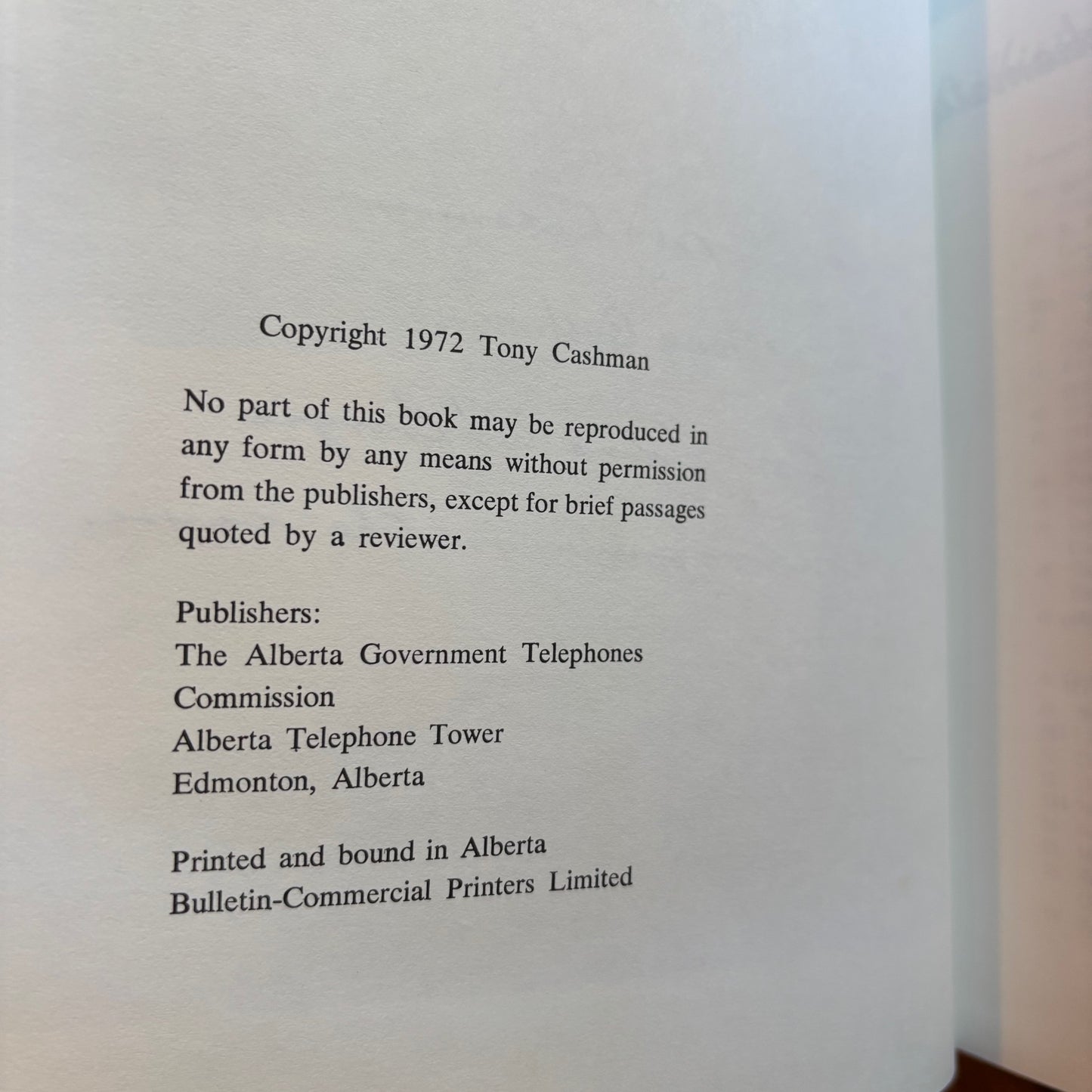 Tony Cashman - Singing Wires: The Telephone in Alberta - Signed
