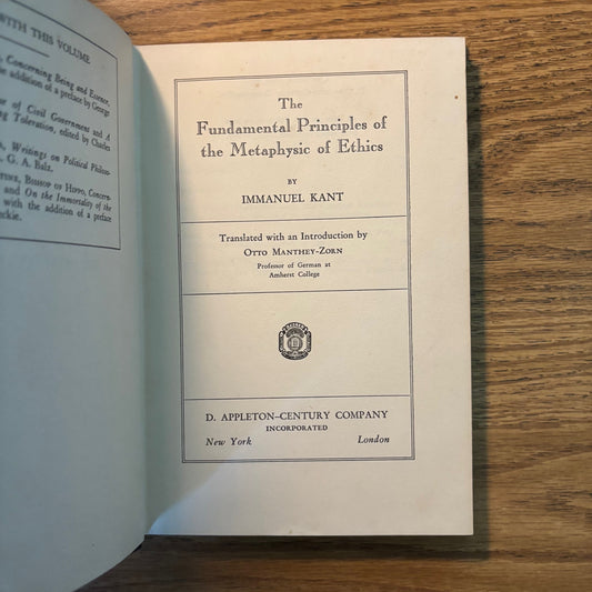 Immanuel Kant - The Fundamental Principles of the Metaphysics of Ethics