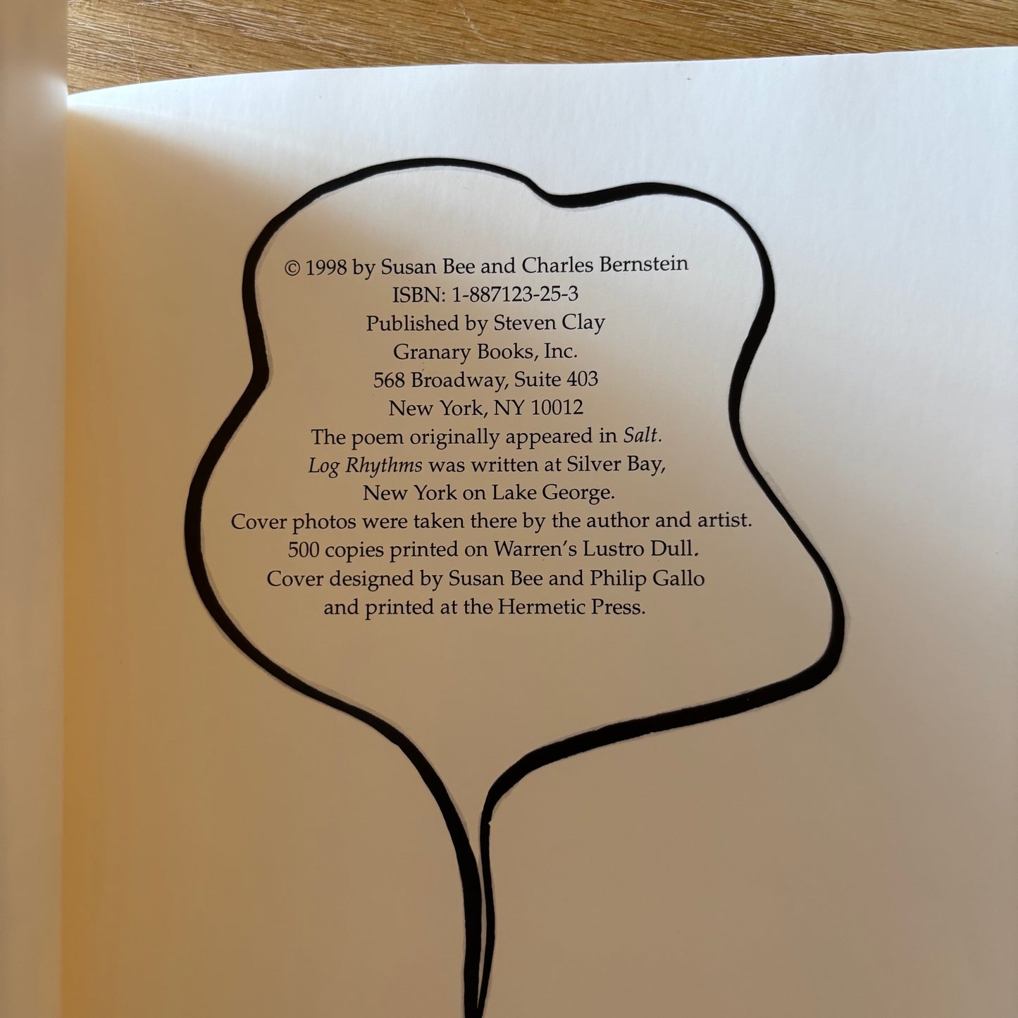 Charles Bernstein & Susan Bee - Log Rhythms - Signed First Edition