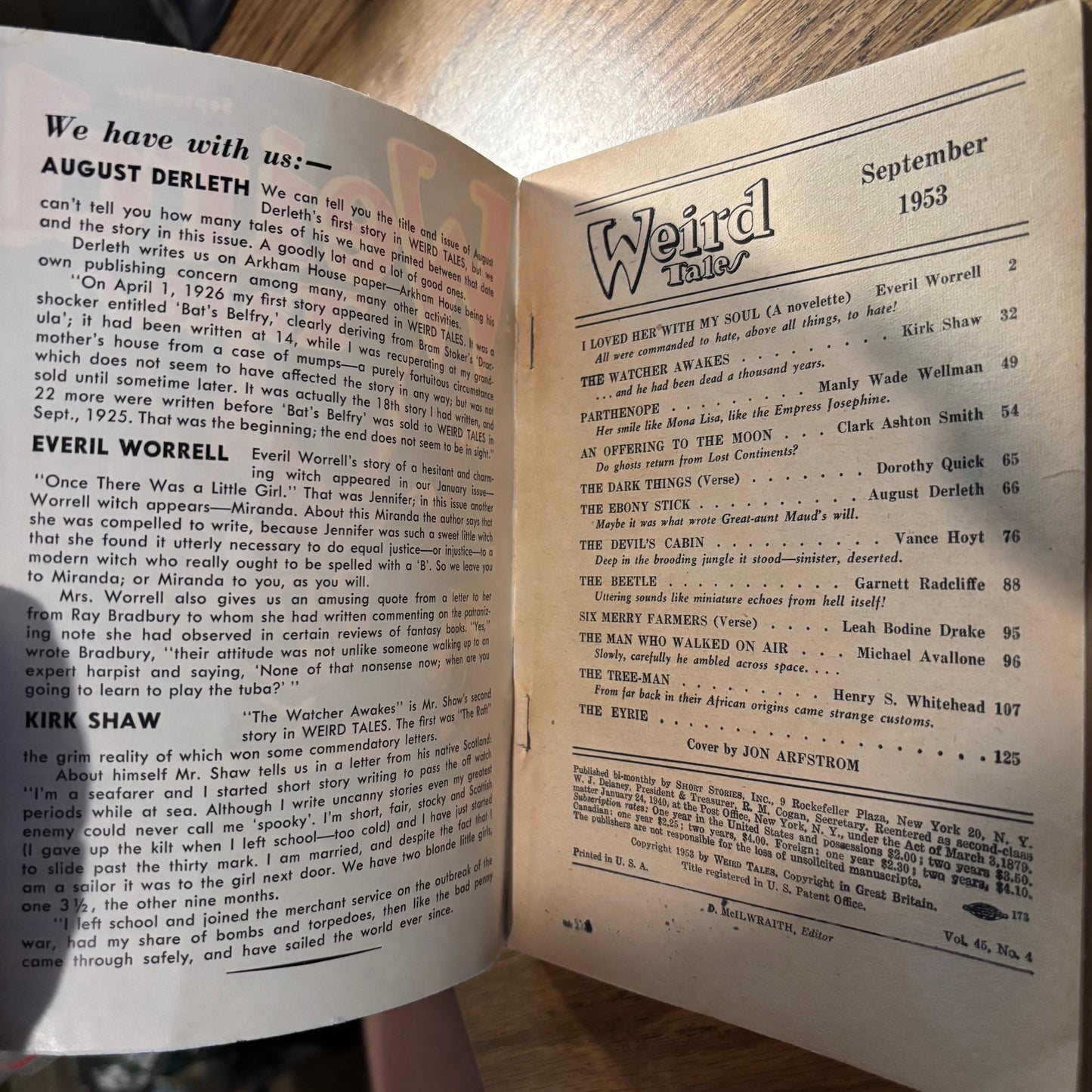 D. McIlwraith, ed. - Weird Tales Vol. 45 No. 4 - September 1953