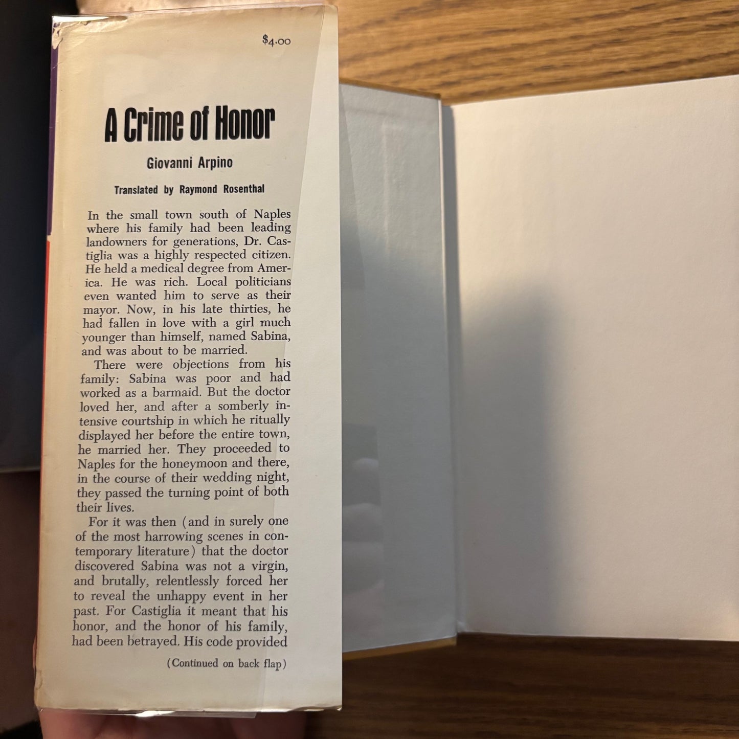 Giovanni Arpino - A Crime of Honor - First Edition