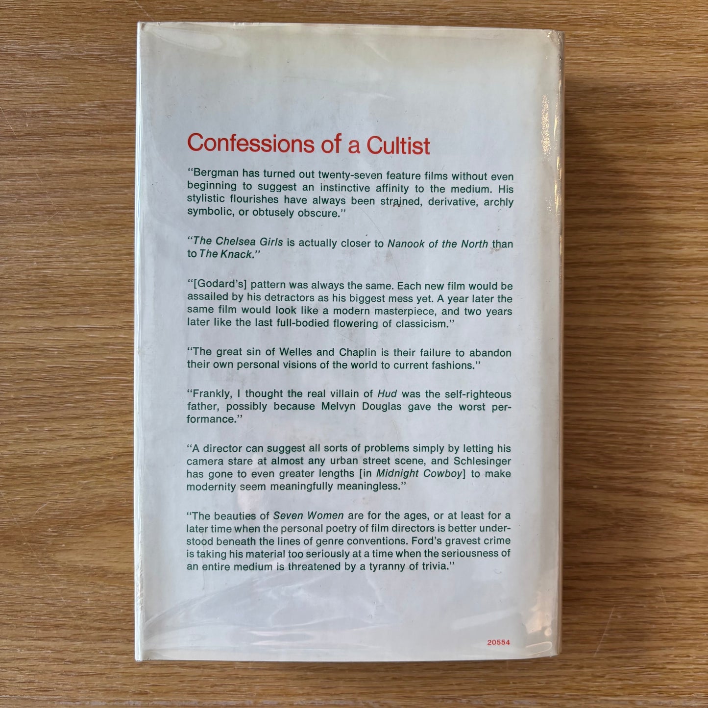 Andrew Sarris - Confessions of a Cultist: On the Cinema 1955/1969 - First Edition