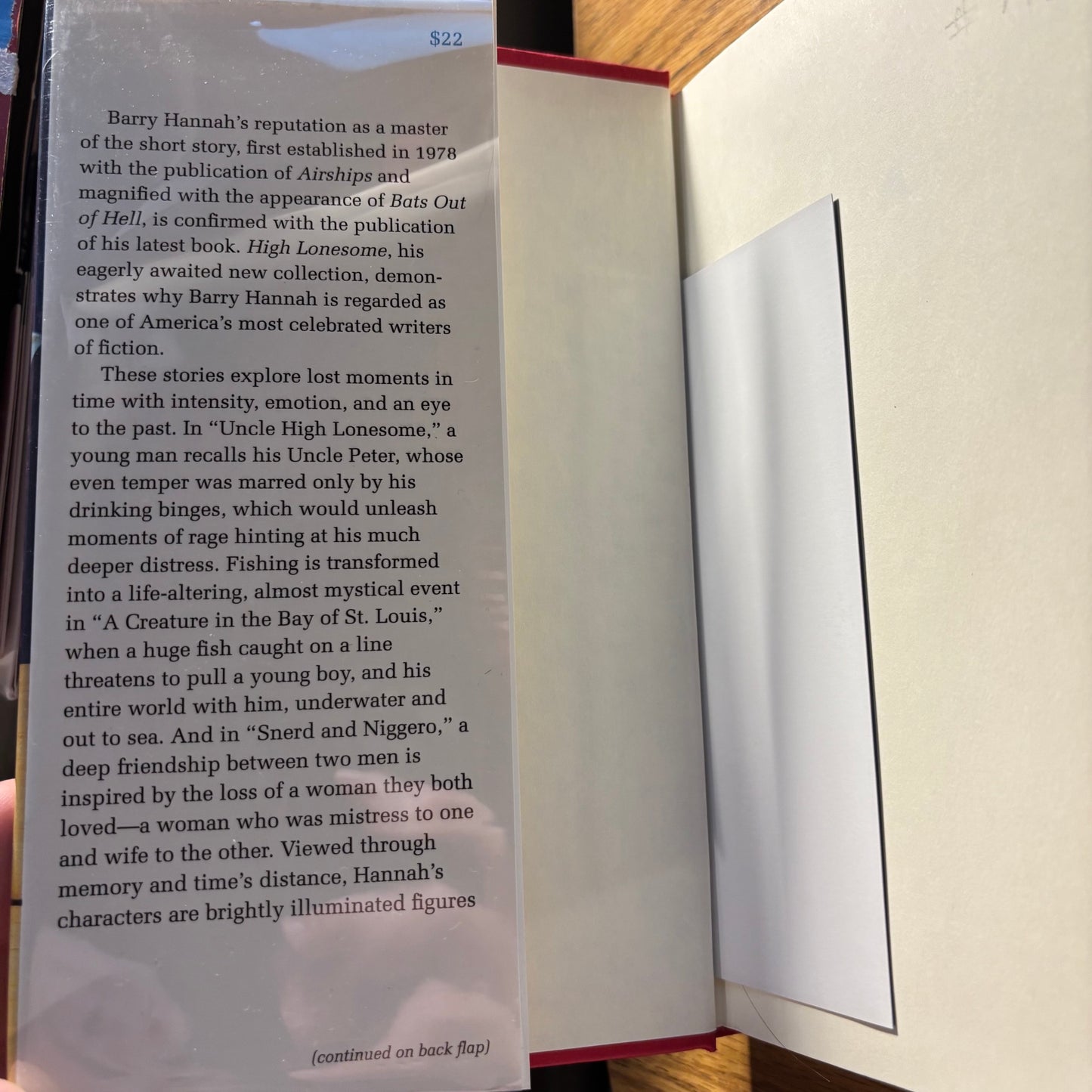 Barry Hannah - High Lonesome - Signed First Edition