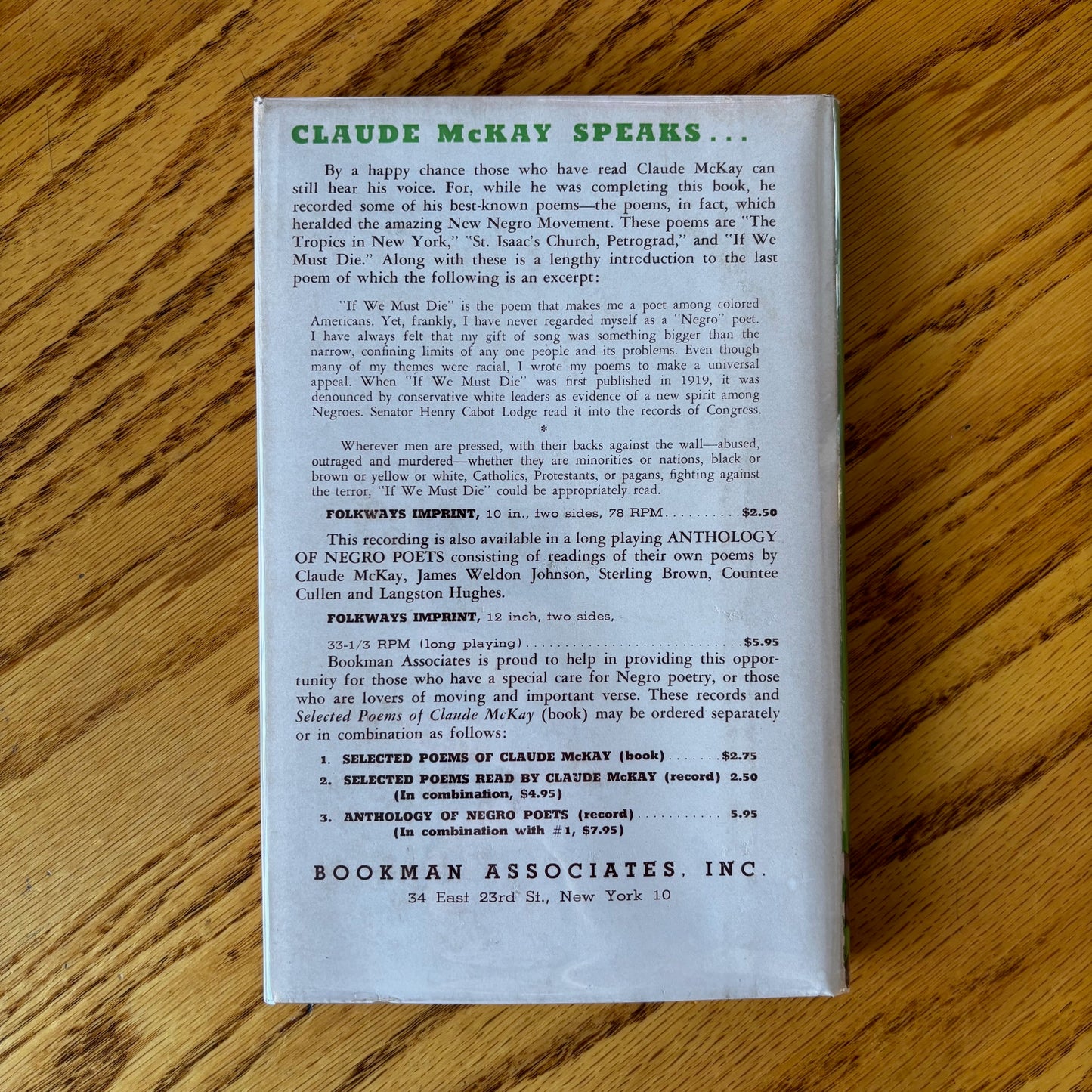 Claude McKay - Selected Poems - First Edition
