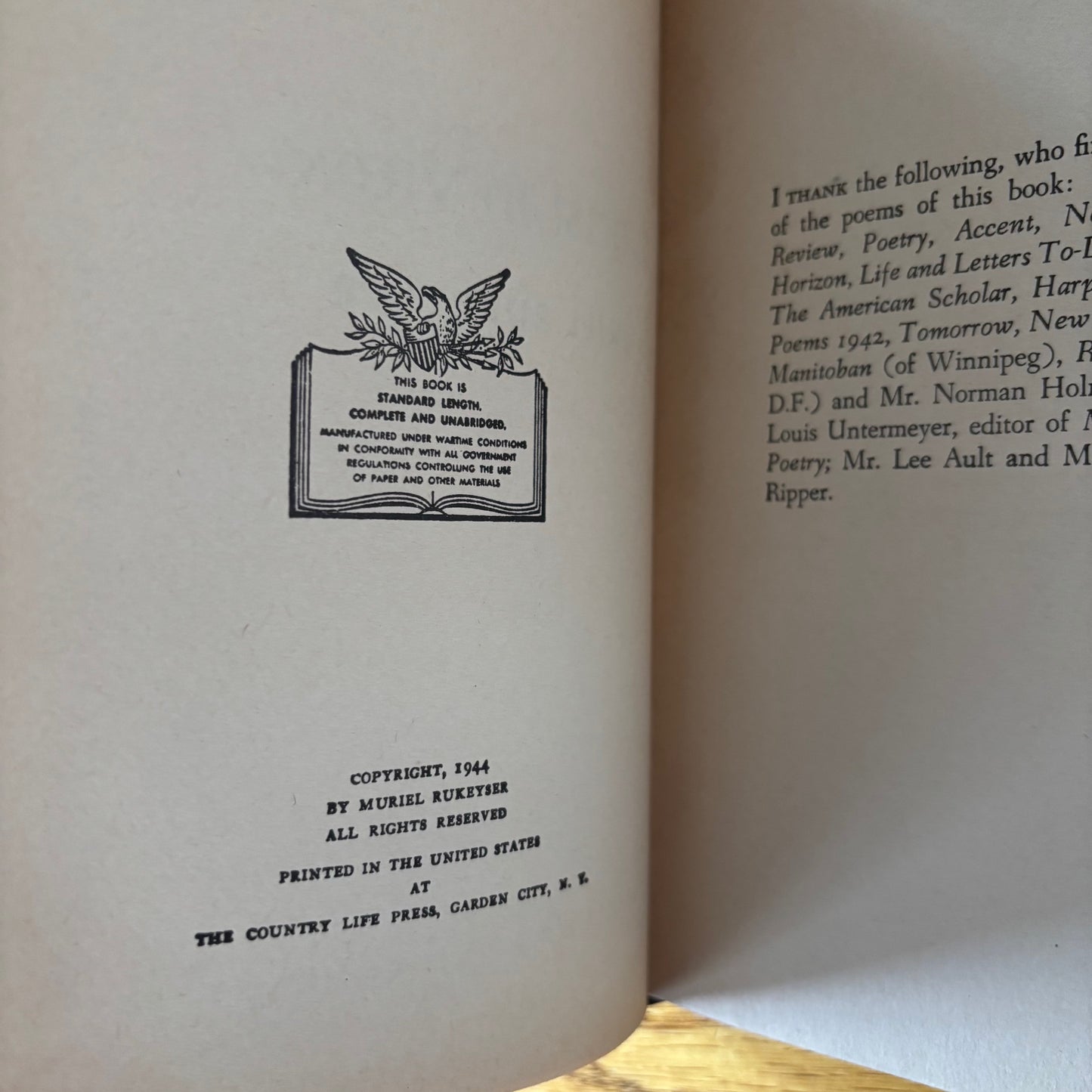 Muriel Rukeyser - Beast in View - First Edition