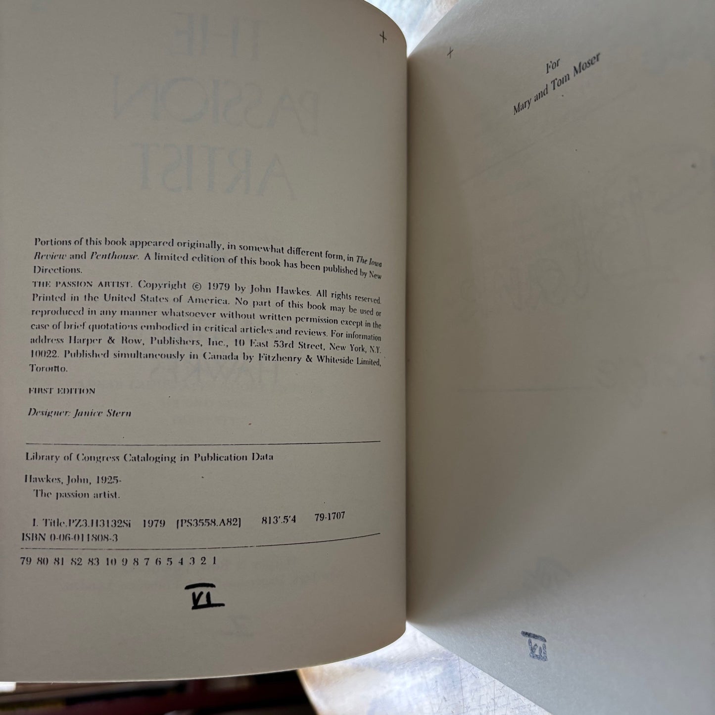 John Hawkes - The Passion Artist - Uncorrected Proof