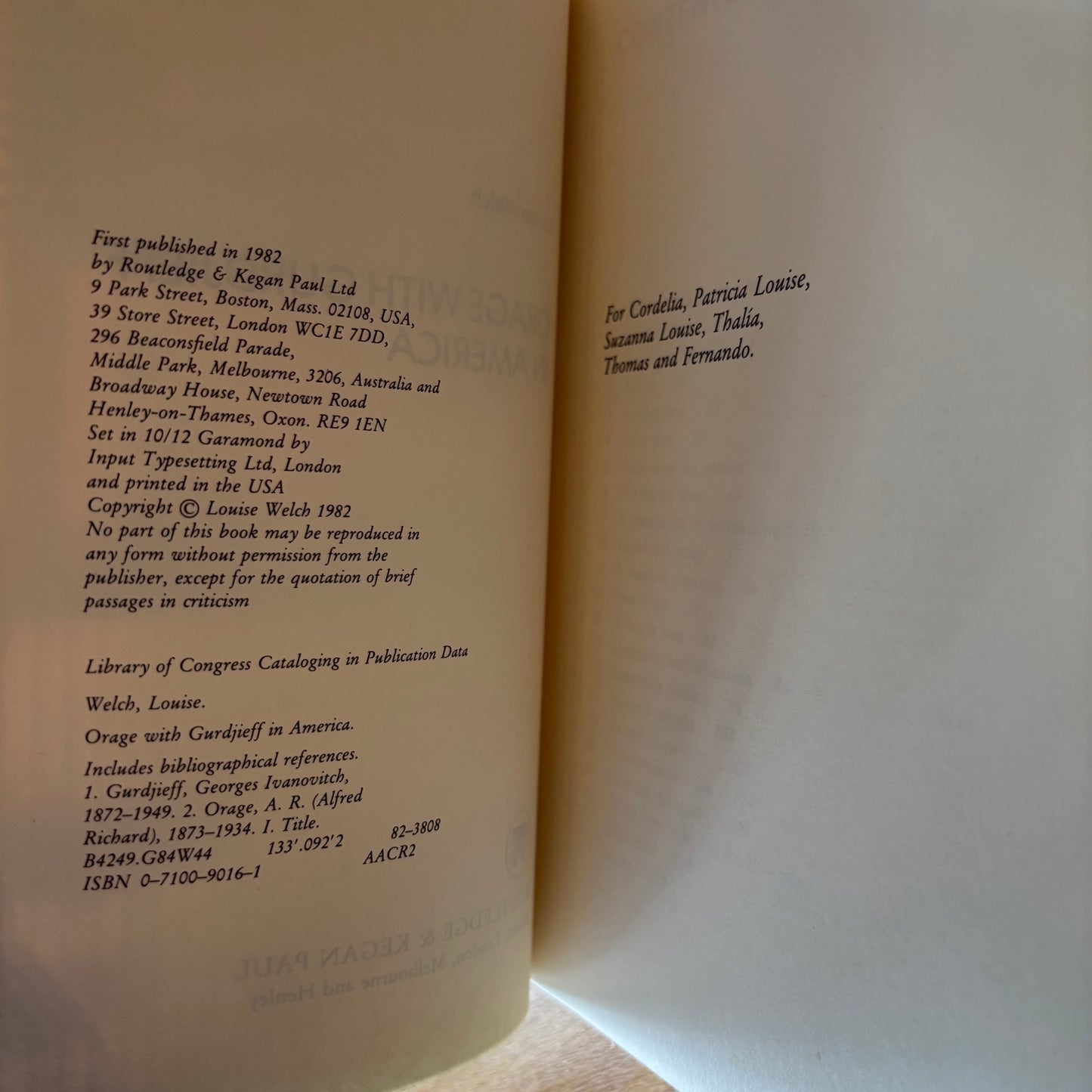 Louise Welch - Orage with Gurdjieff in America - First Edition