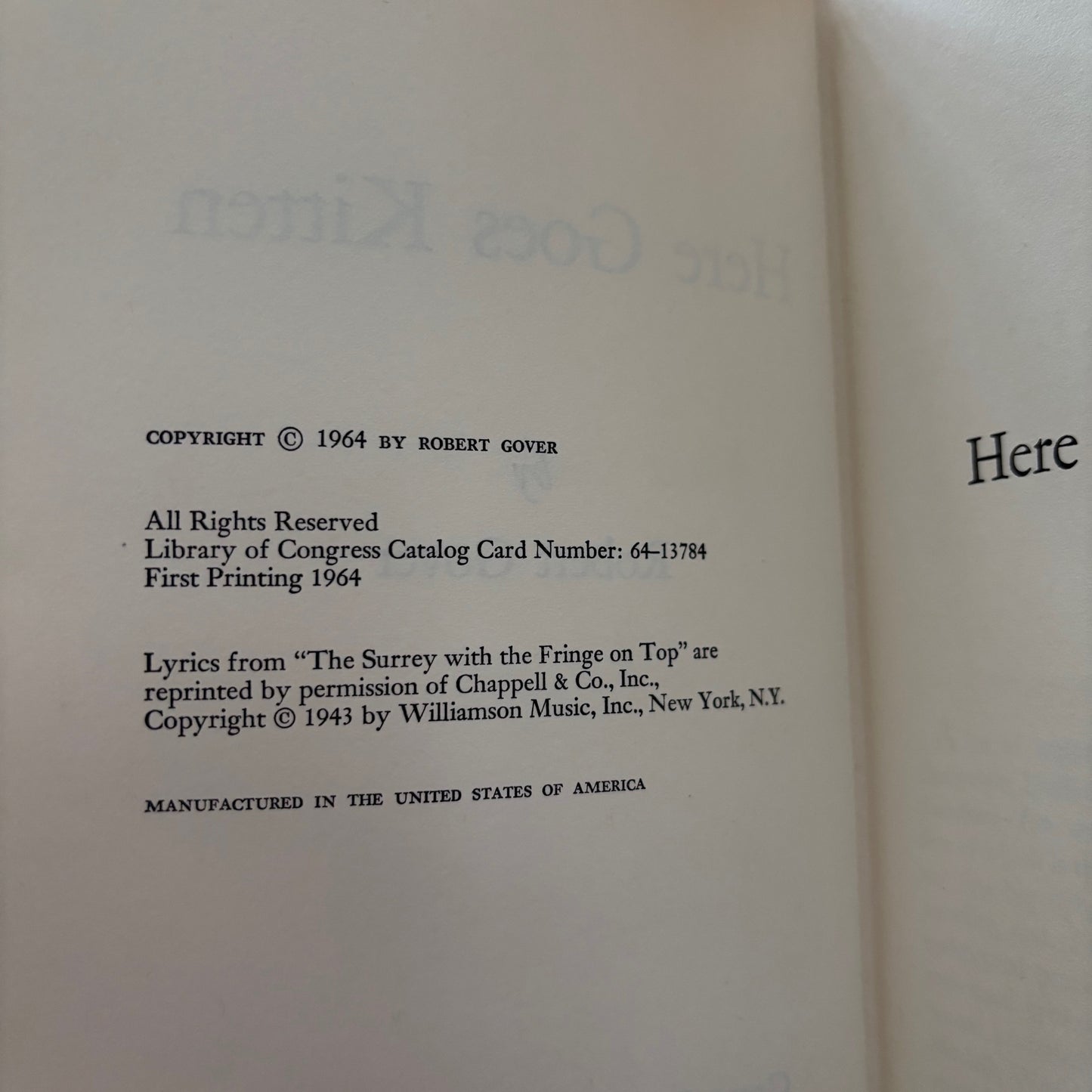 Robert Gover - Here Goes Kitten - First Edition