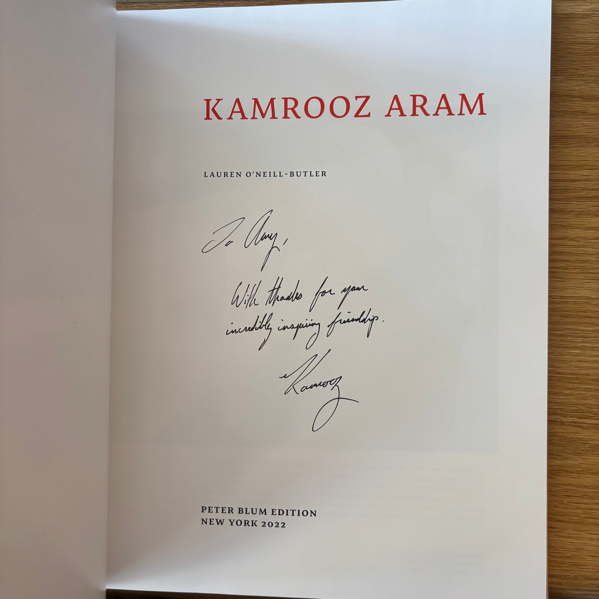 Lauren O'Neill-Butler - Kamrooz Aram - Signed First Edition