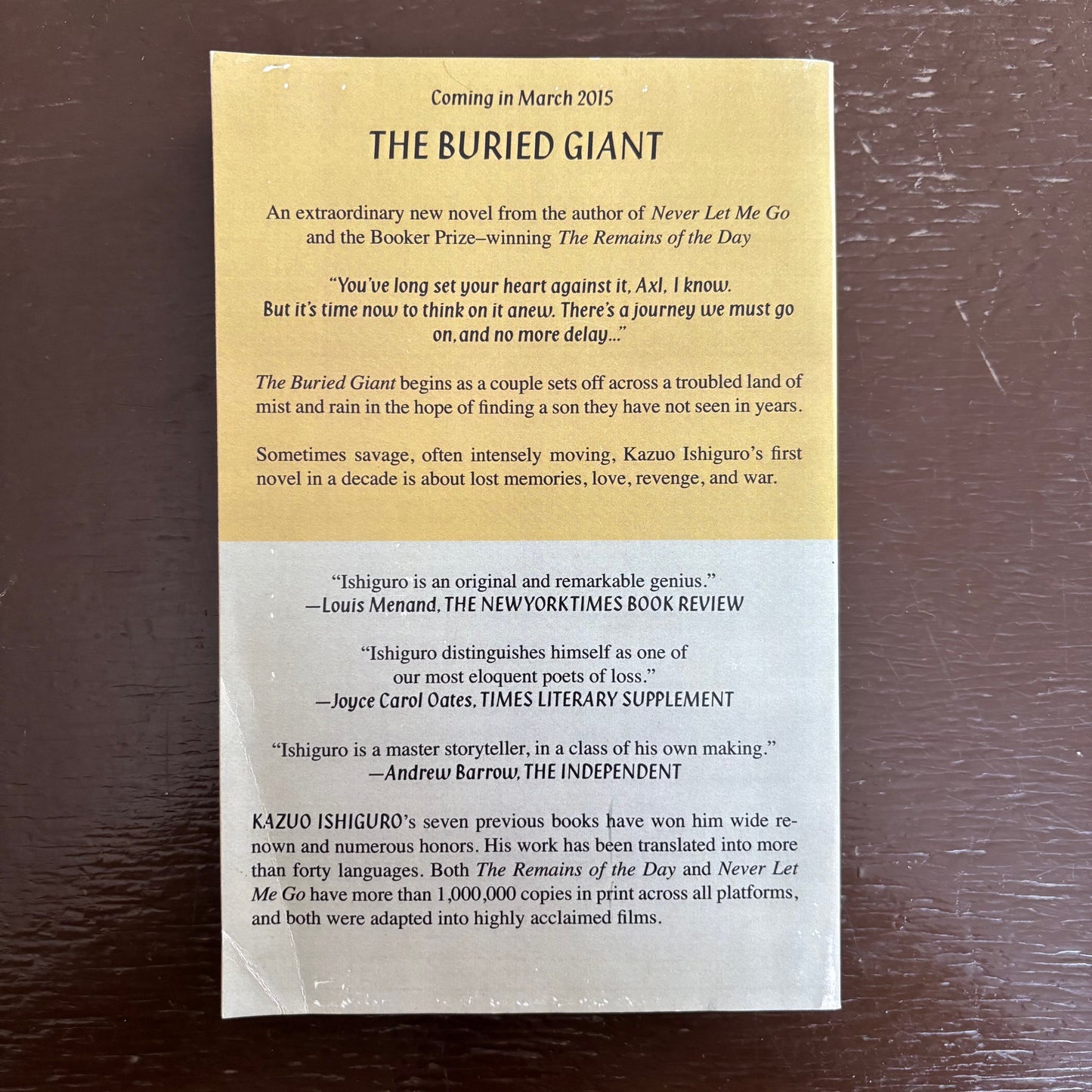 Kazuo Ishiguro - The Buried Giant - Advance Readers Copy