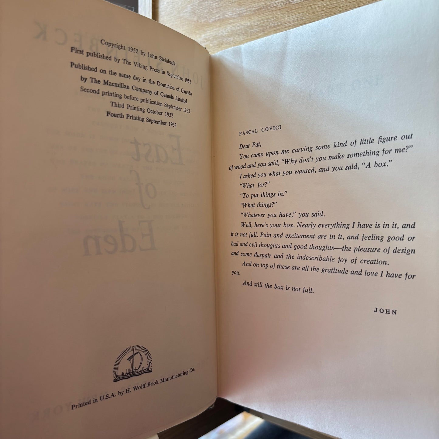 John Steinbeck - East of Eden - First Edition Later Printing