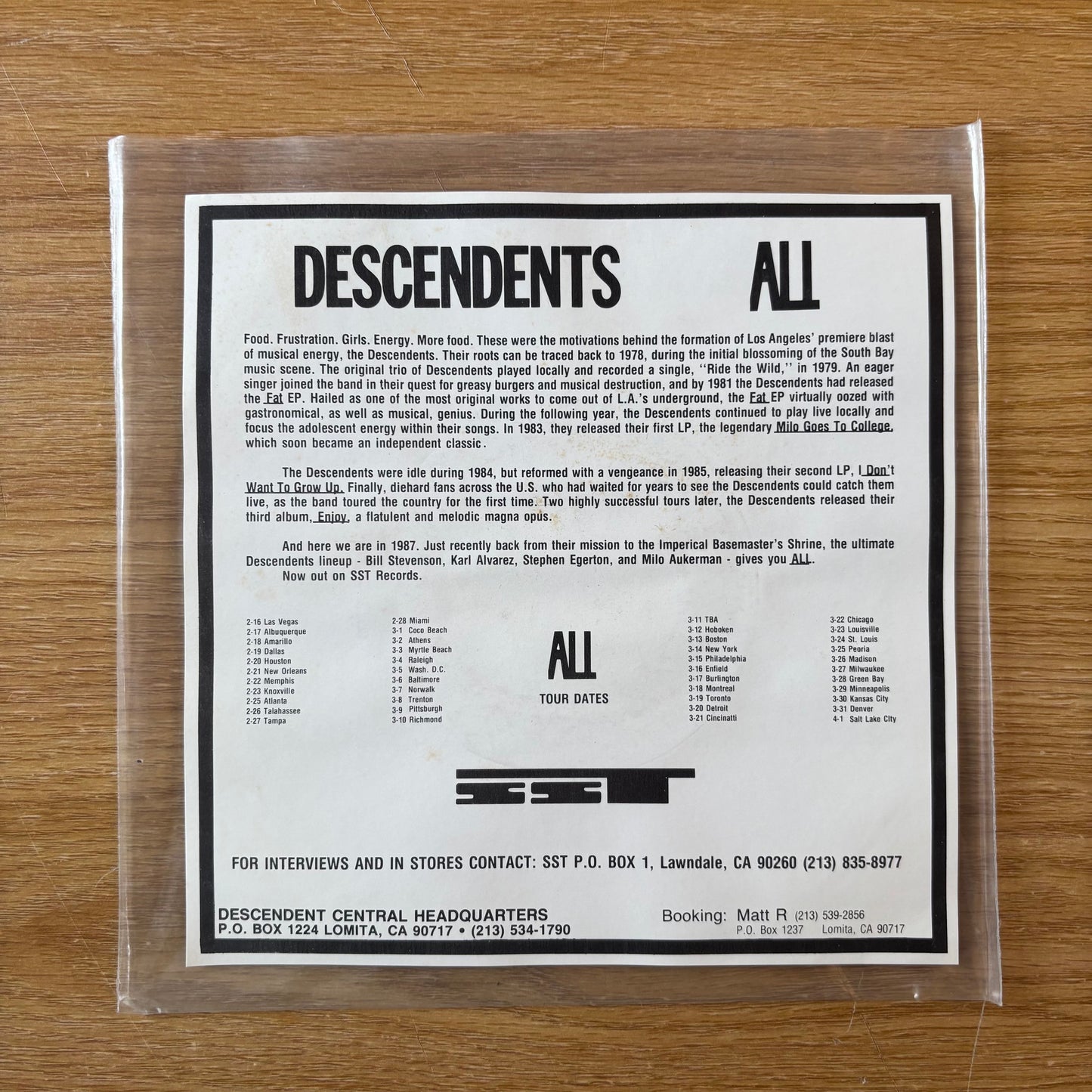 Descendents - Clean Sheets / Coolidge - Promo 7 Inch