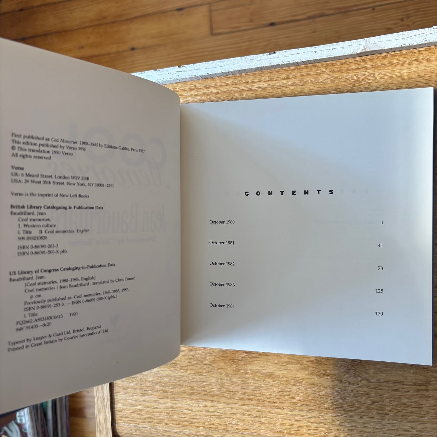 Jean Baudrillard - Cool Memories - First Edition