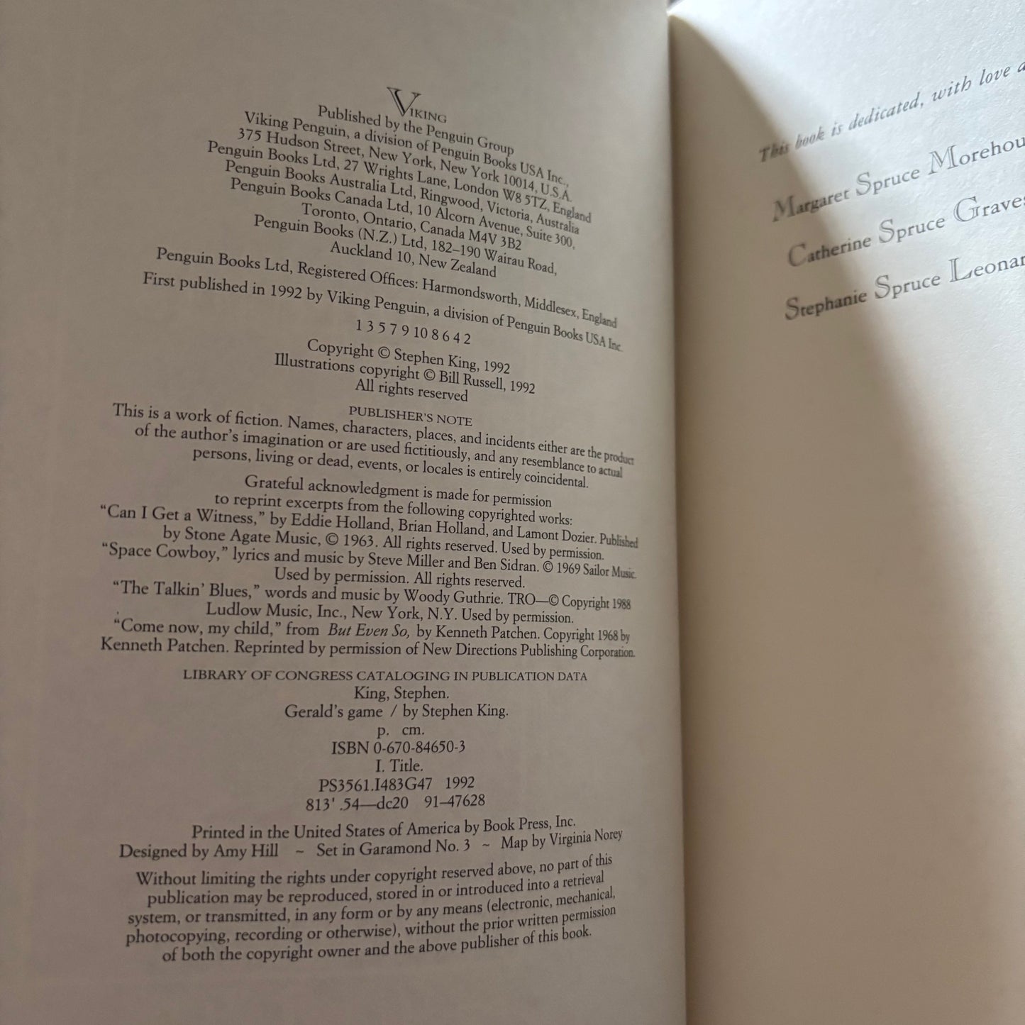 Stephen King - Gerald's Game - First Edition