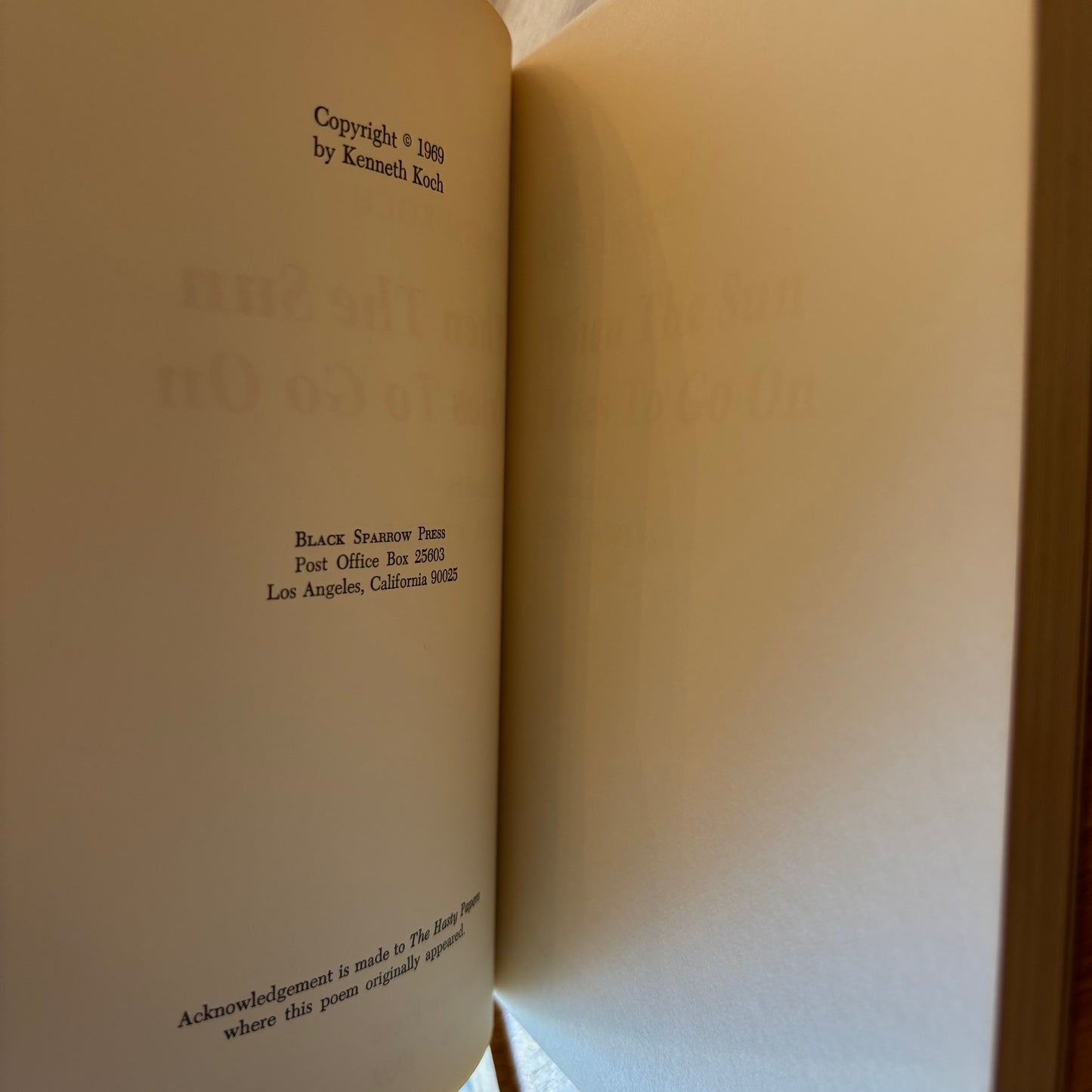 Kenneth Koch - When the Sun Tries to Go - First Edition Paperback