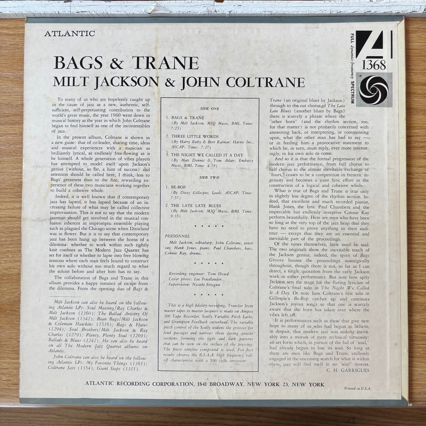 Milt Jackson & John Coltrane - Bags & Trane - Original Mono Pressing