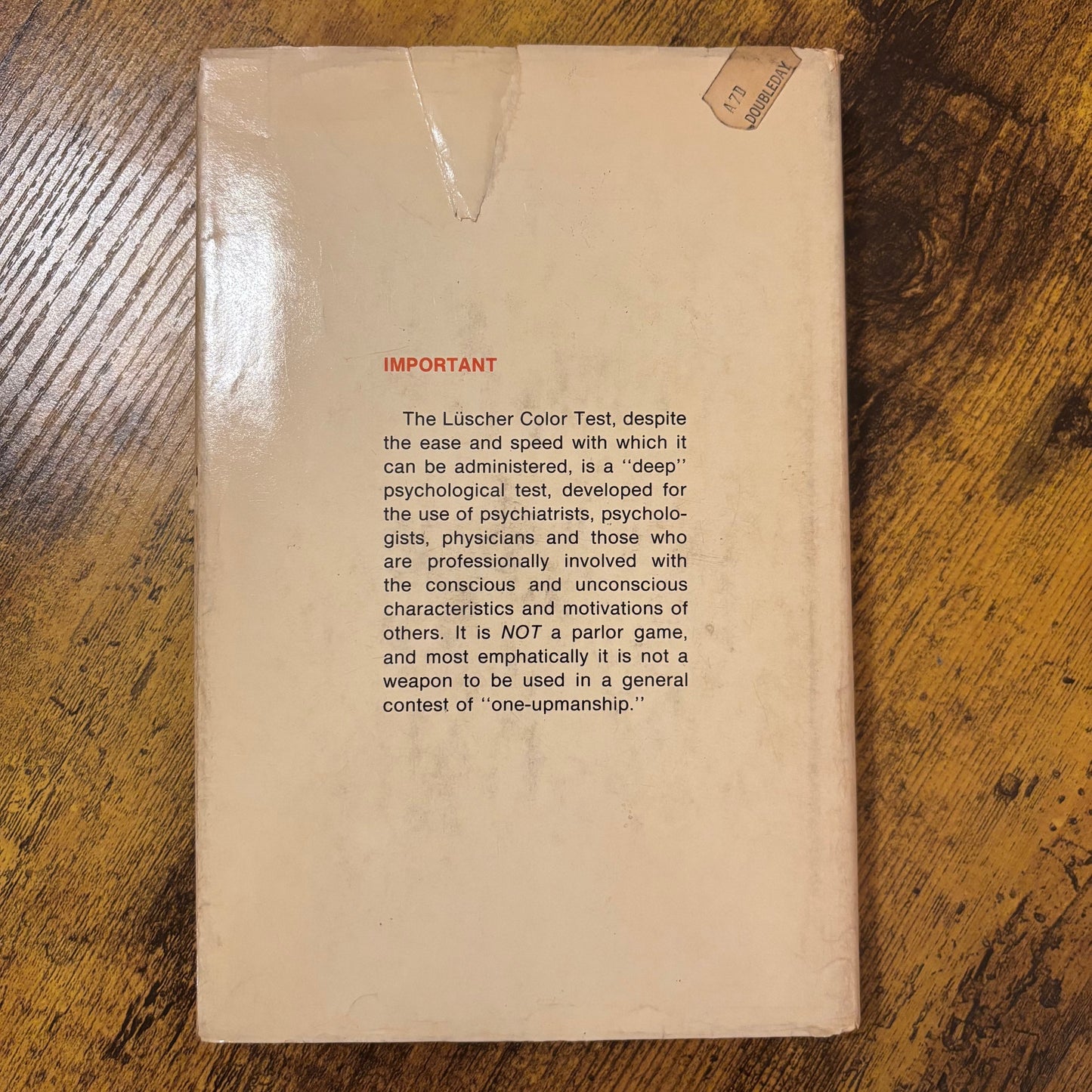 (Ian Scott, Max Luscher) The Luscher Color Test - First Edition