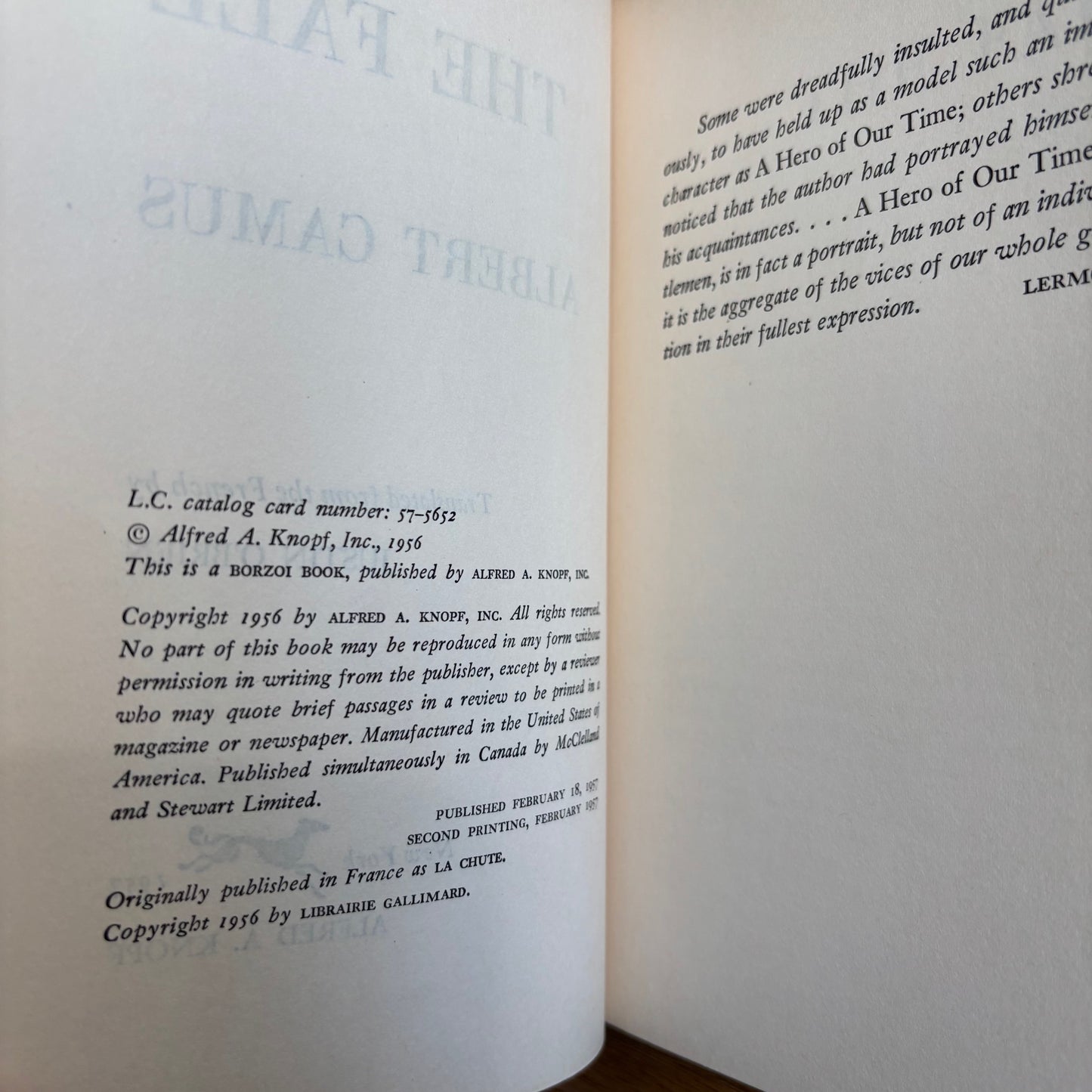 Albert Camus - The Fall - First Edition Second Printing