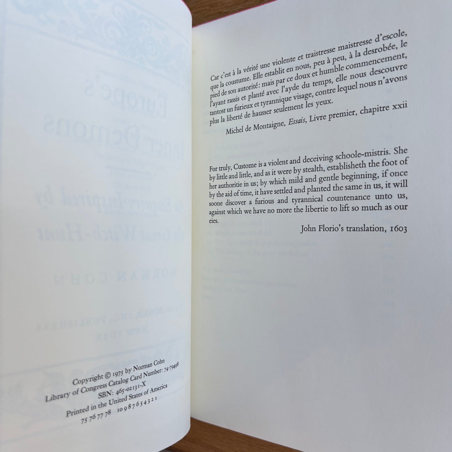 Norman Cohn - Europe's Inner Demons: An Enquiry Inspired by the Great Witch-Hunt - First Edition