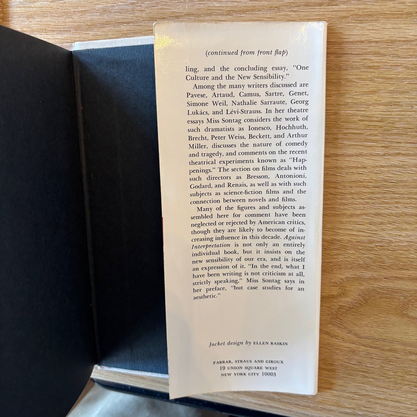 Susan Sontag - Against Interpretation - First Edition Second Printing