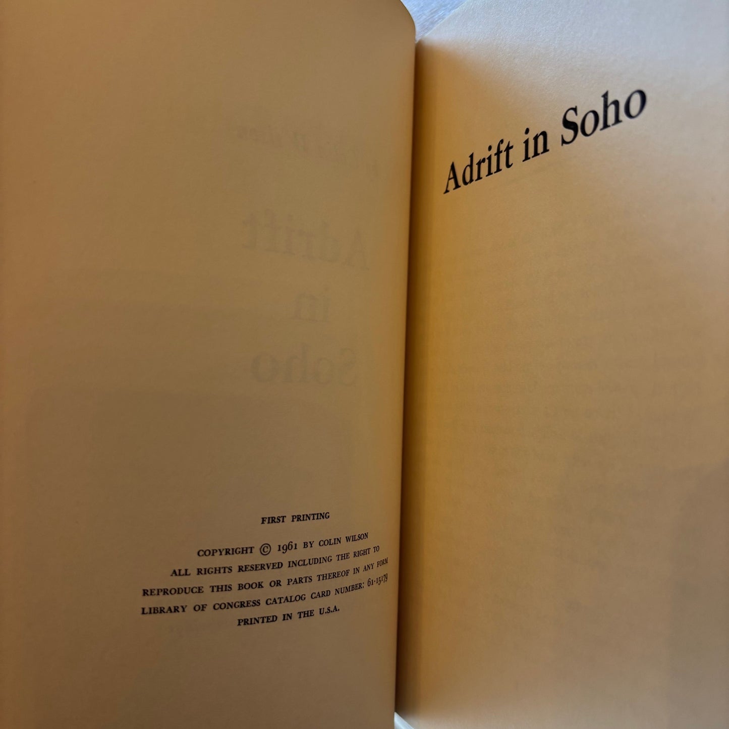 Colin Wilson - Adrift in Soho - First Edition