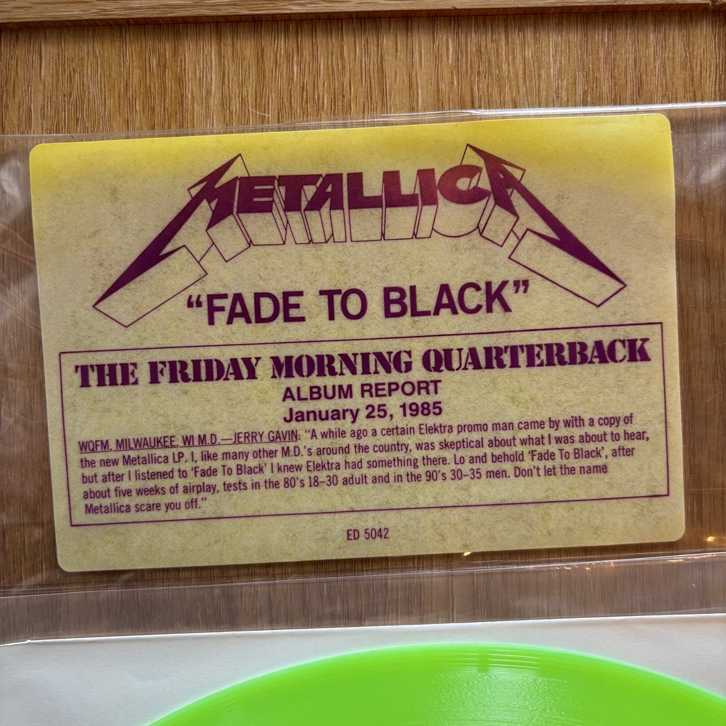Metallica - Fade to Black - Promotional Fluorescent Green Pressing