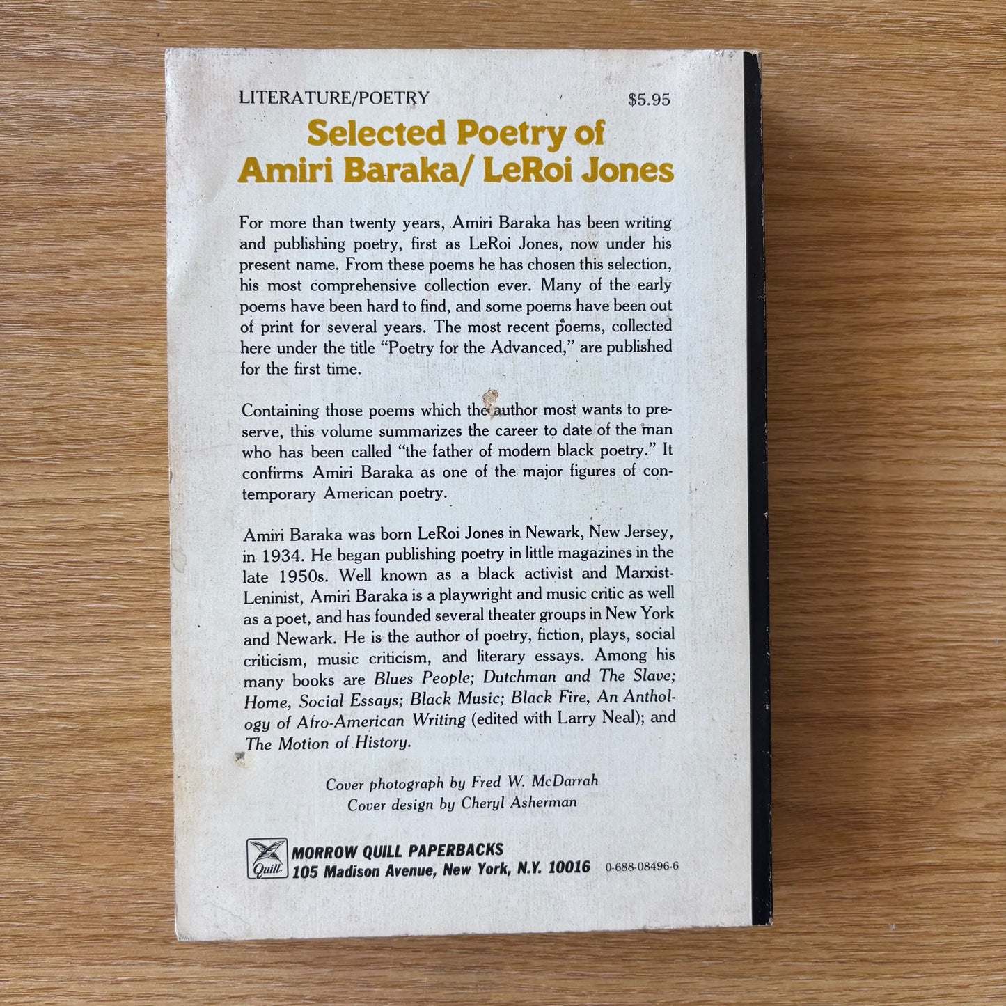 Amiri Baraka - Selected Poetry of Amiri Baraka/LeRoi Jones - First Edition Paperback