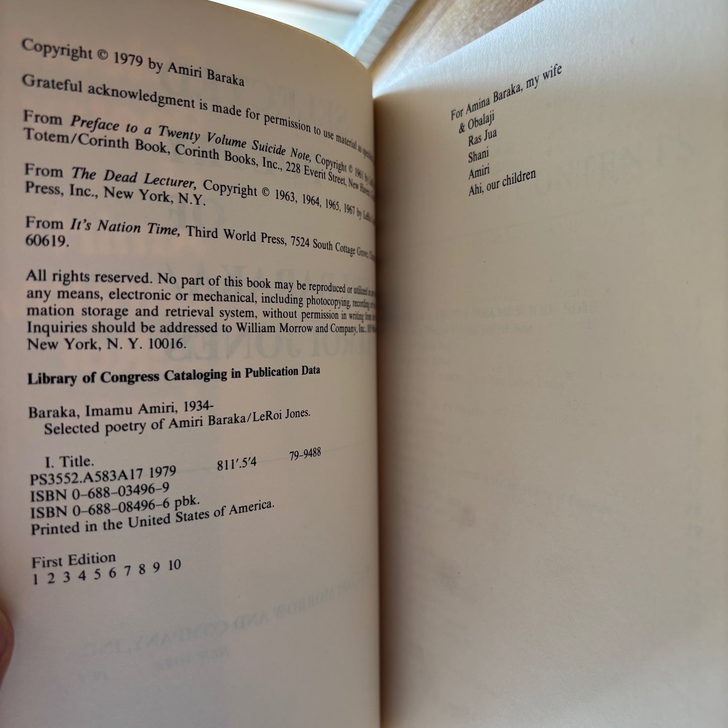 Amiri Baraka - Selected Poetry of Amiri Baraka/LeRoi Jones - First Edition Paperback