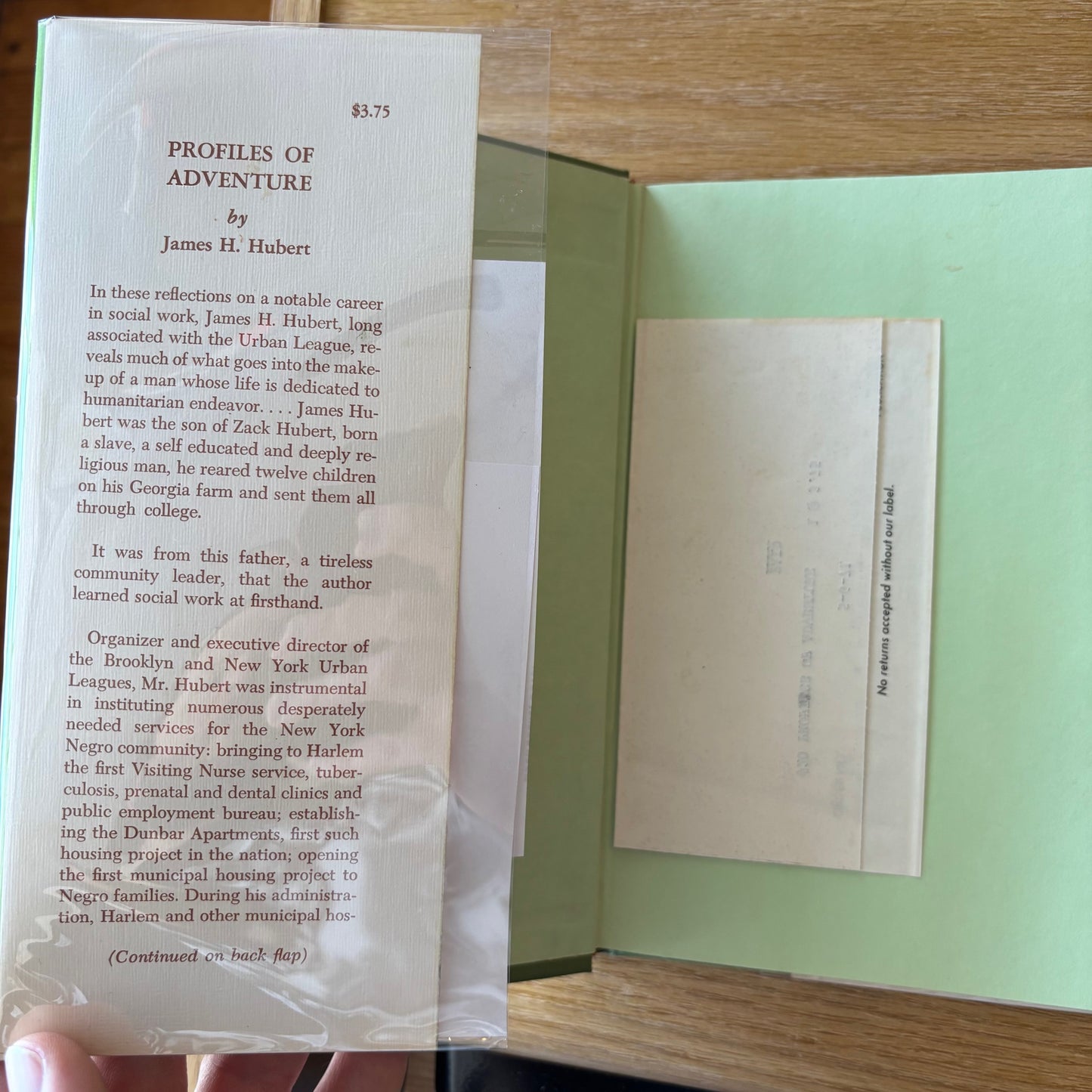 James H. Hubert - Profiles of Adventure: Transcripts of Negro Heritage - First Edition