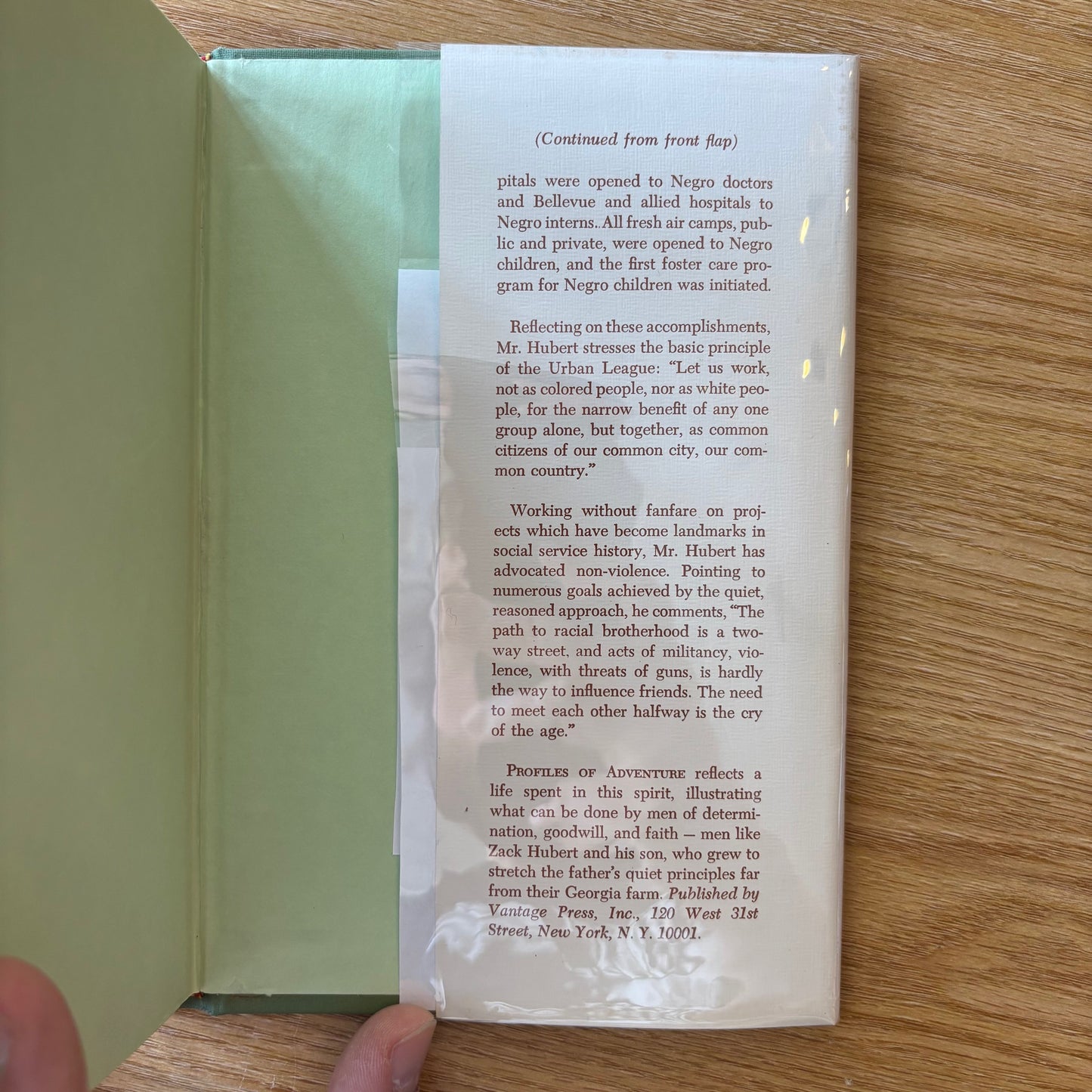 James H. Hubert - Profiles of Adventure: Transcripts of Negro Heritage - First Edition