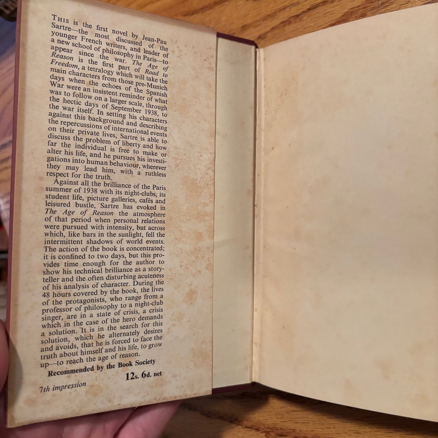 Jean-Paul Sartre - The Age of Reason - First UK Edition Later Printing