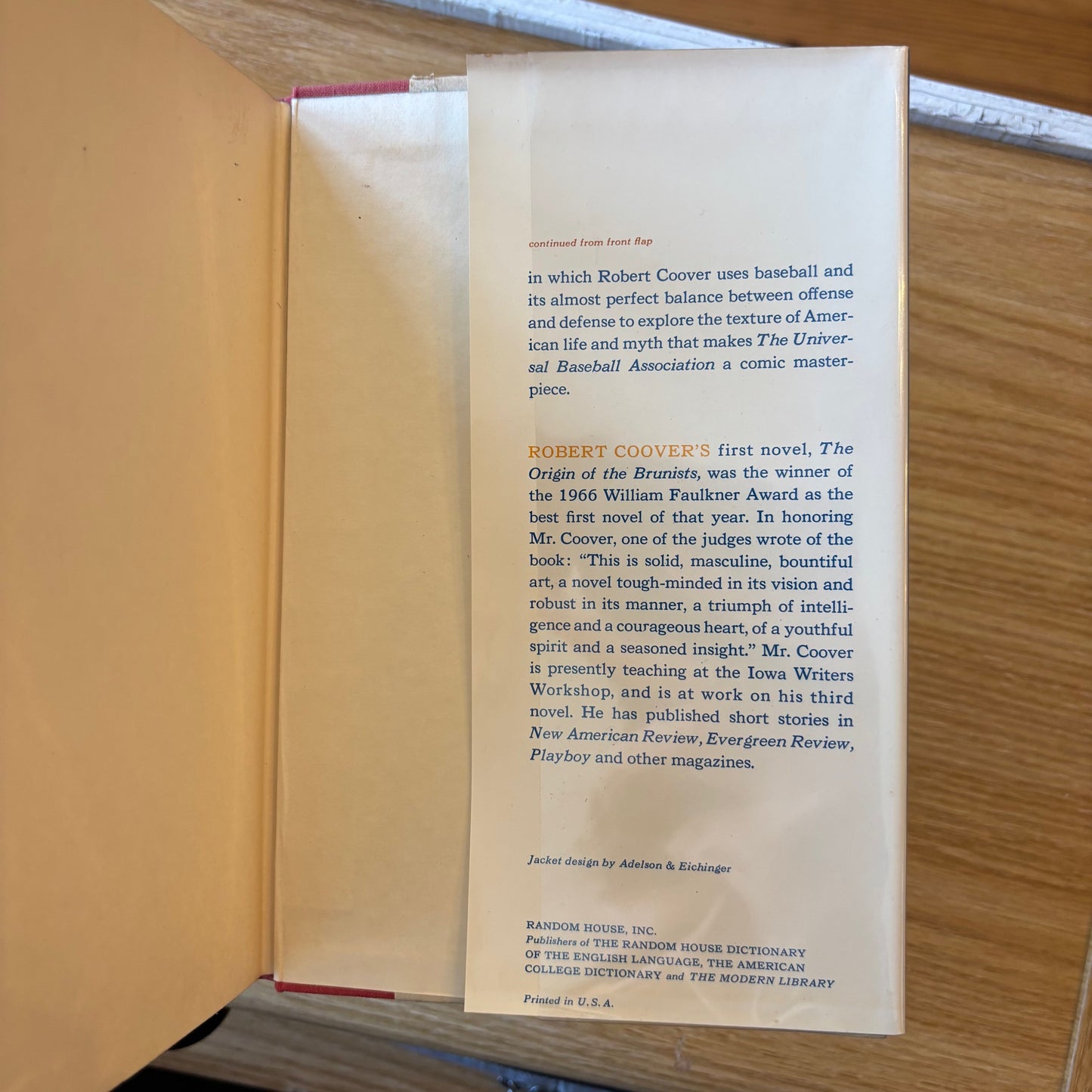 Robert Coover - The Universal Baseball Association, Inc. - First Edition