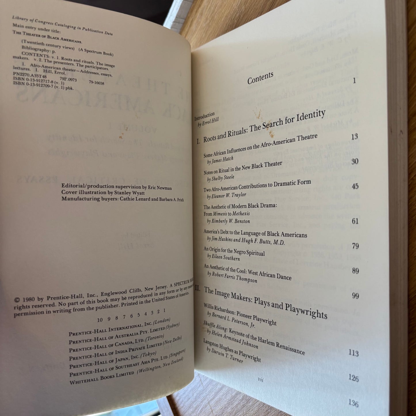 Errol Hill, ed. - The Theater of Black Americans (Volume 1) - Signed First Edition Paperback