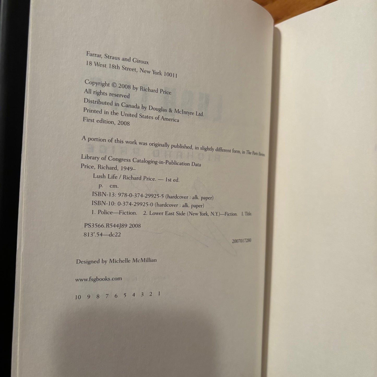 Richard Price - Lush Life - Signed First Edition