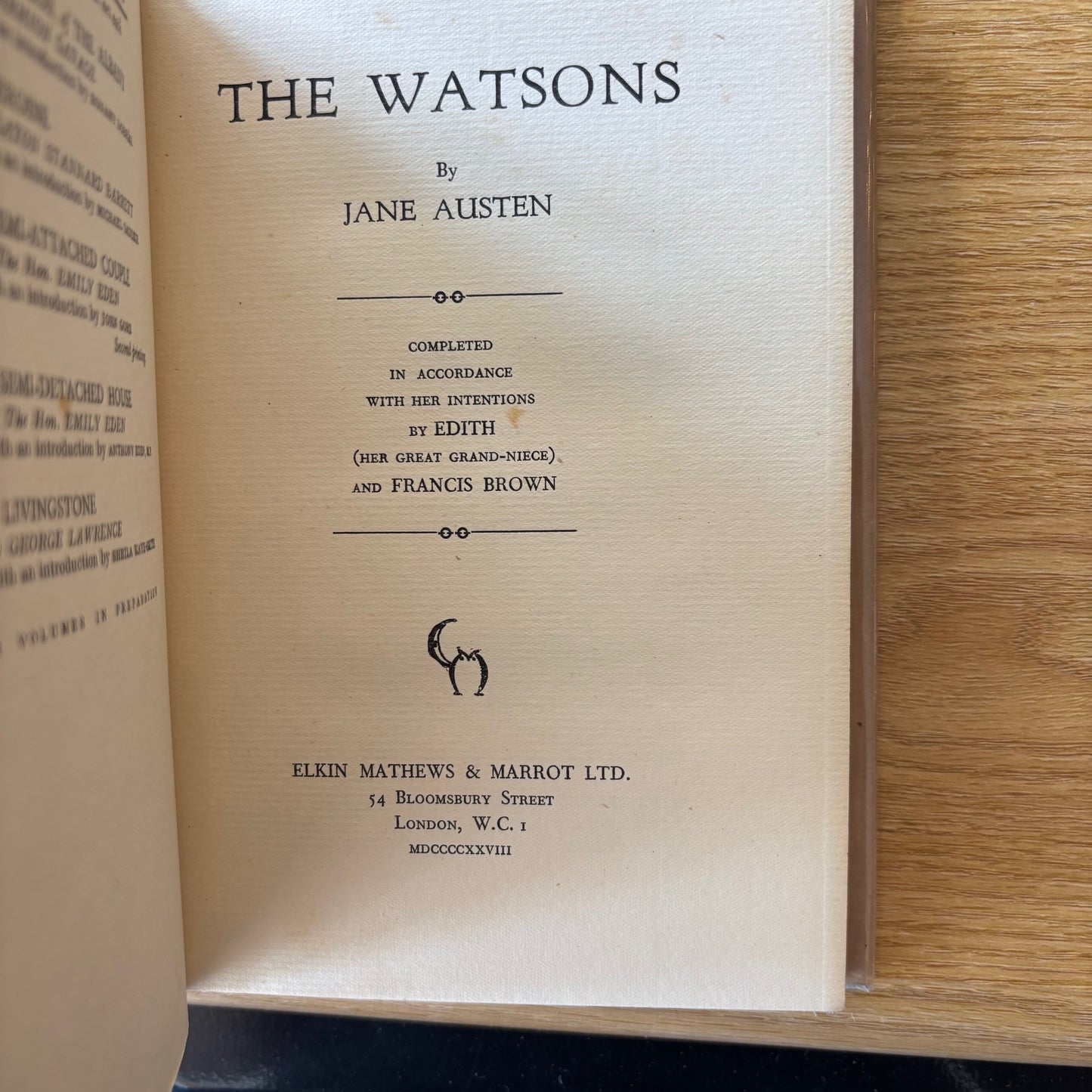 Jane Austen - The Watsons - First Edition