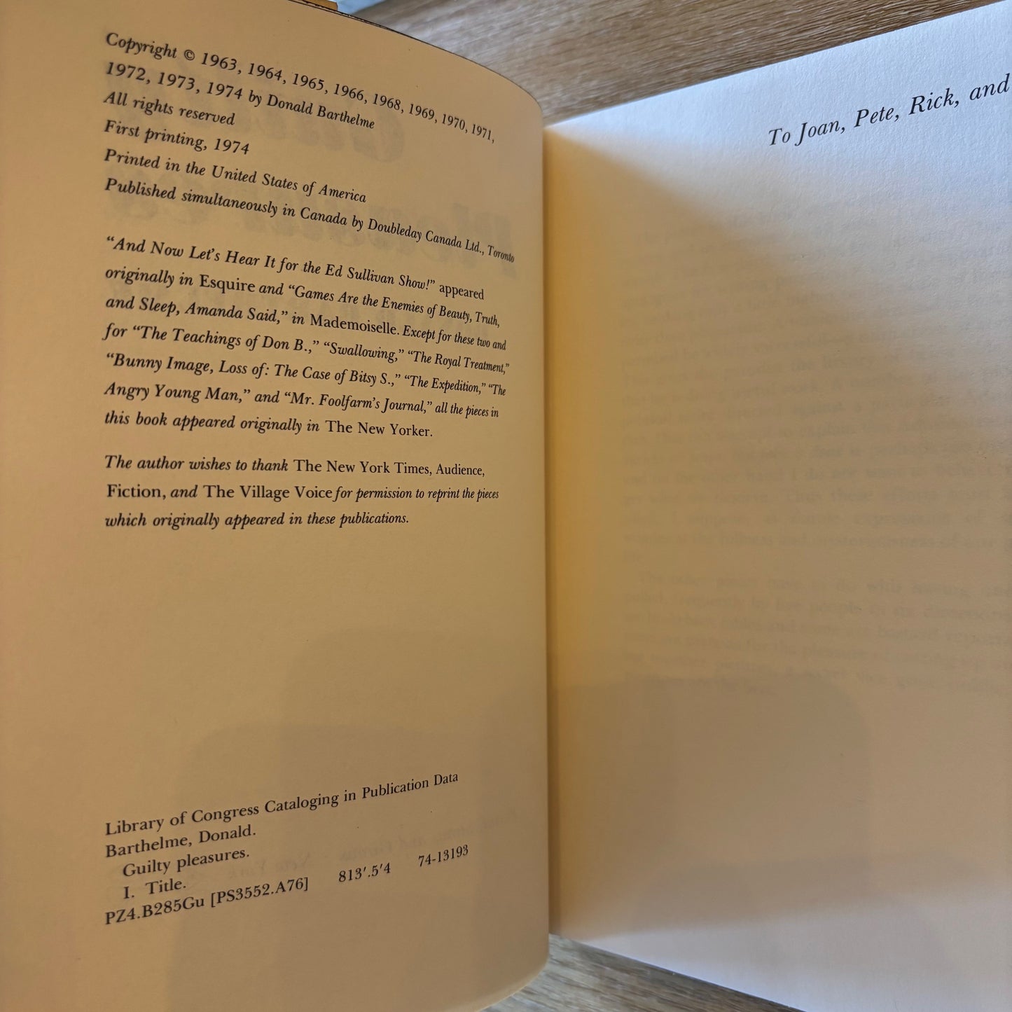 Donald Barthelme - Guilty Pleasures - First Edition