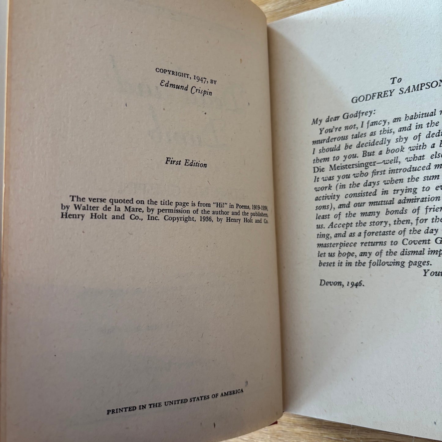 Edmund Crispin - Dead and Dumb - First Edition