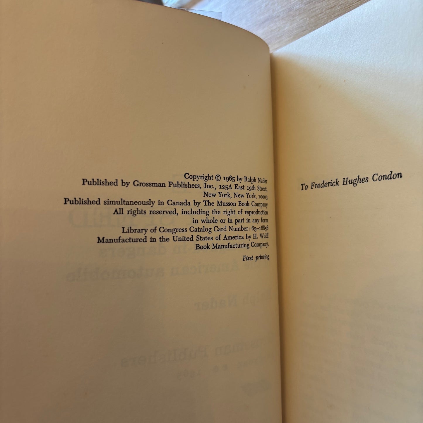 Ralph Nader - Unsafe at Any Speed: The Designed-In Dangers of the American Automobile - First Edition