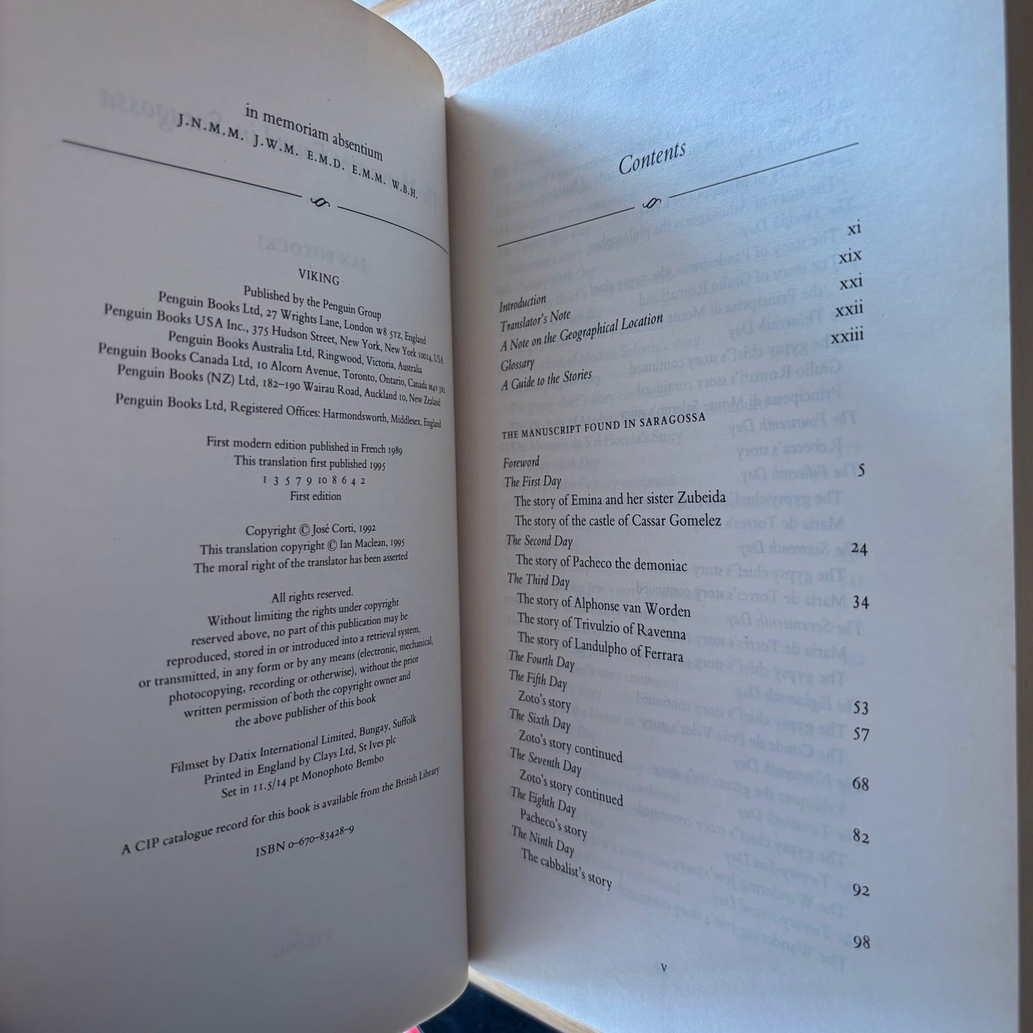 Jan Potocki - The Manuscript Found in Saragossa - First Edition