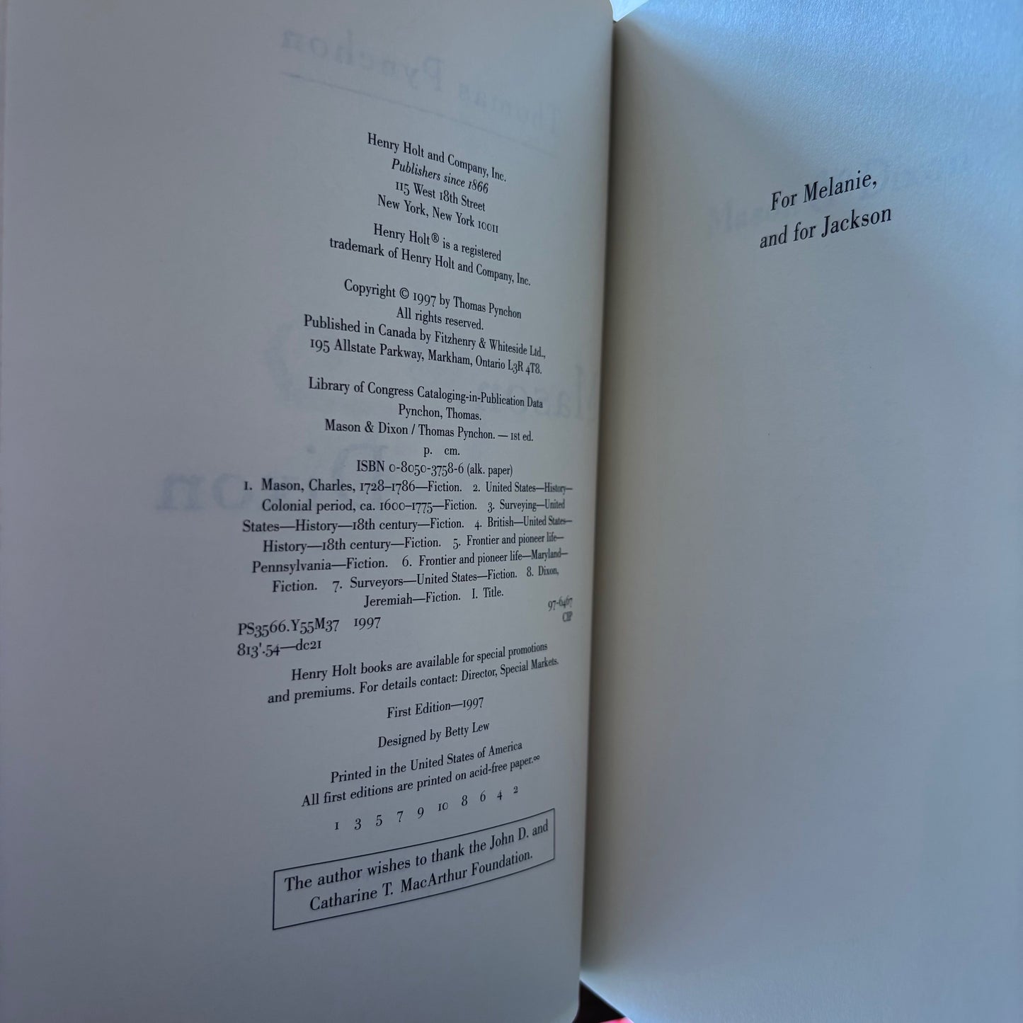 Thomas Pynchon - Mason & Dixon - First Edition